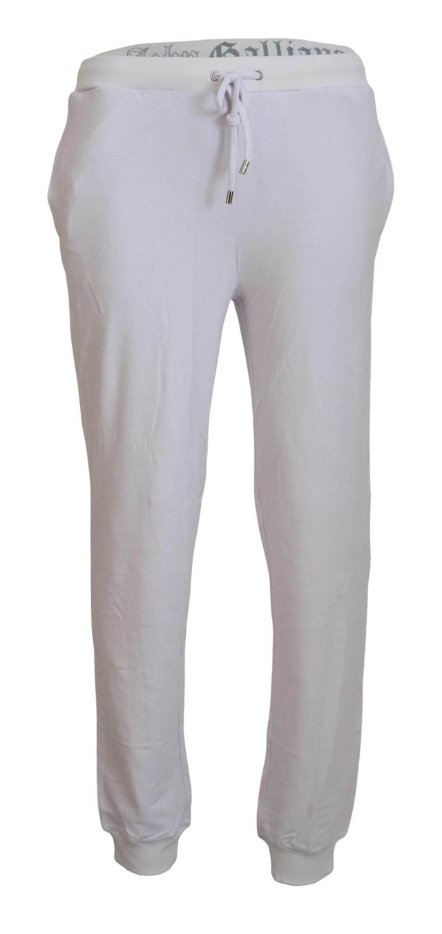 John Galliano White Cotton Logo Mens Jogger Pants - Hilstor