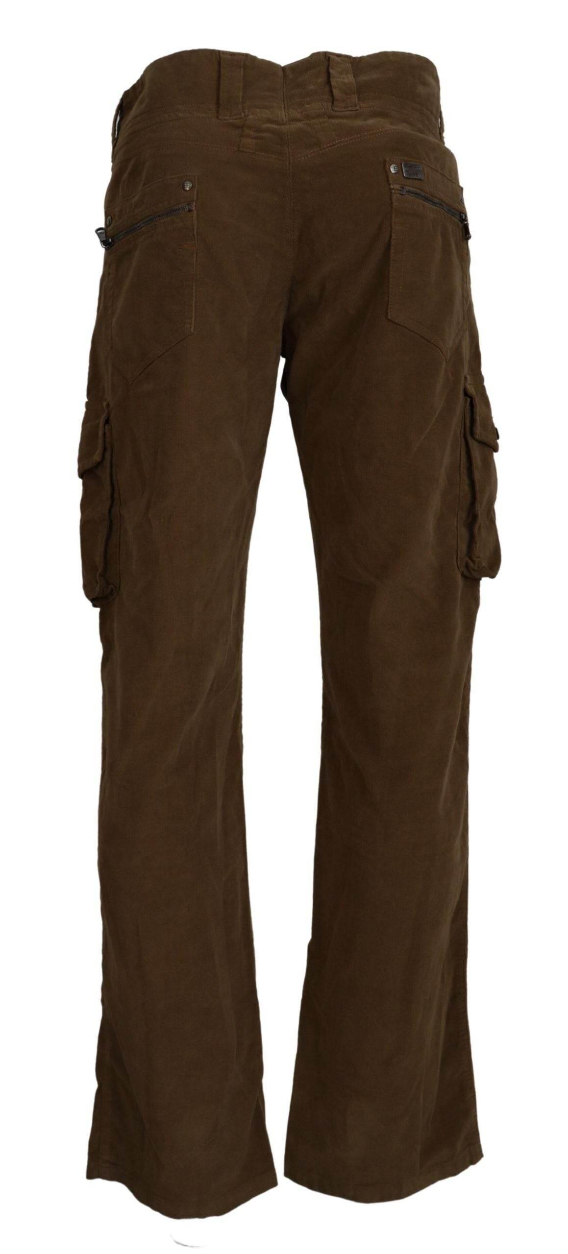 Ermanno Scervino Brown Cotton Corduroy Cargo Pants - Hilstor