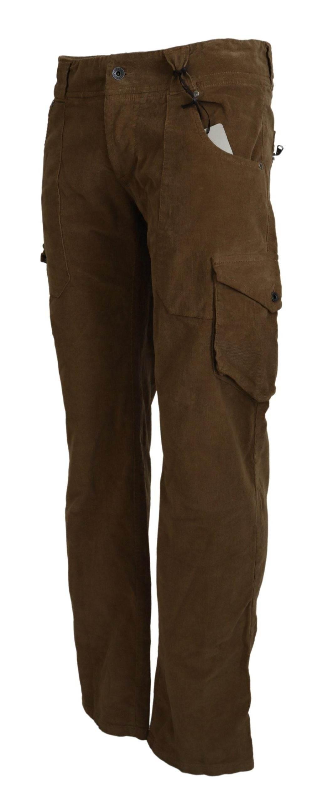 Ermanno Scervino Brown Cotton Corduroy Cargo Pants - Hilstor