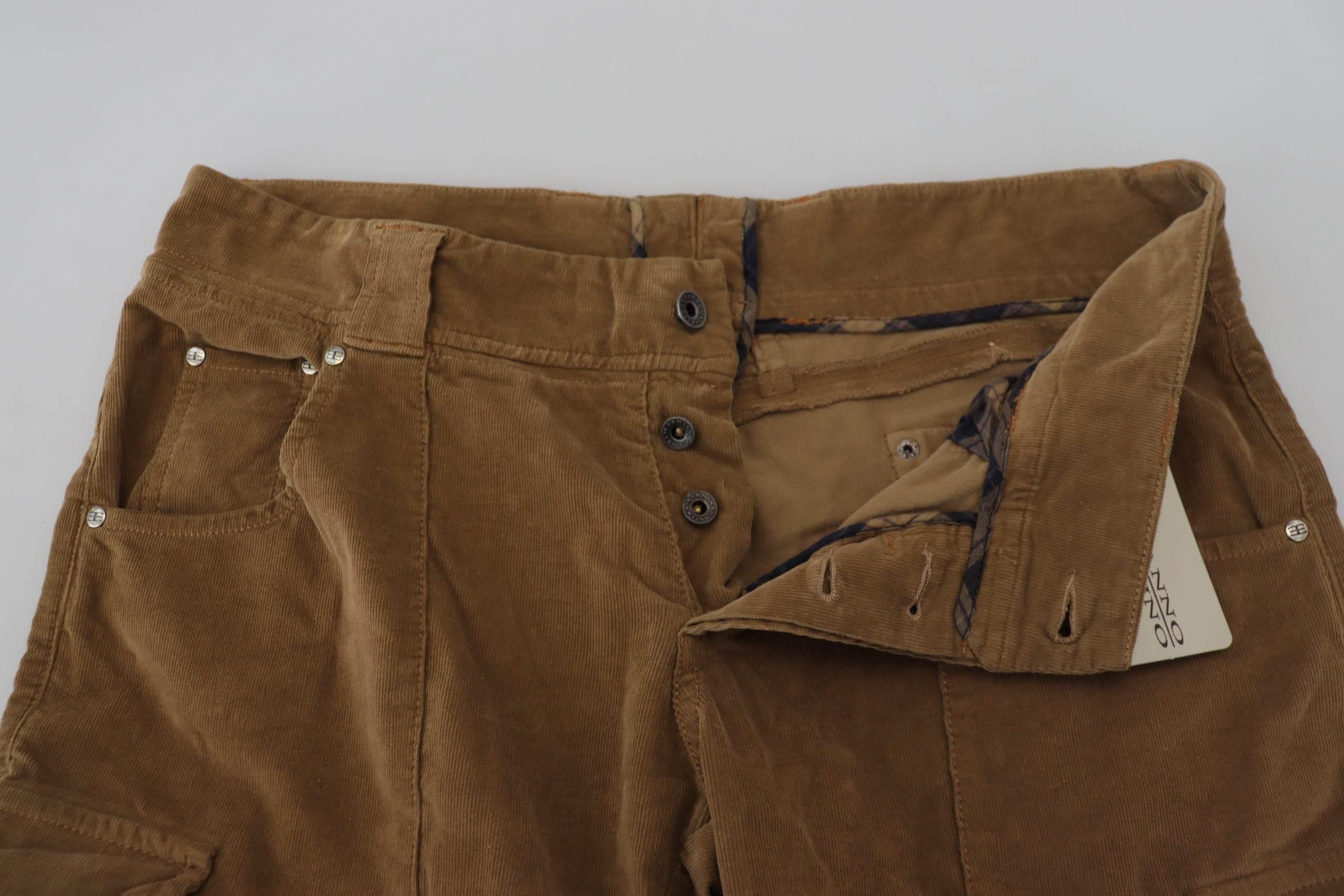 Ermanno Scervino Brown Cotton Corduroy Cargo Pants - Hilstor