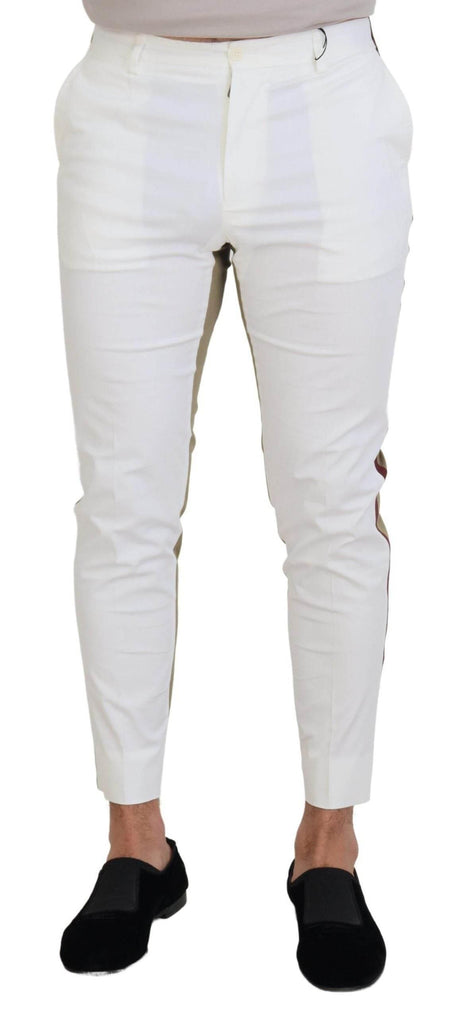 Dolce & Gabbana Two-Tone White & Brown Chic Cotton Pants - Hilstor