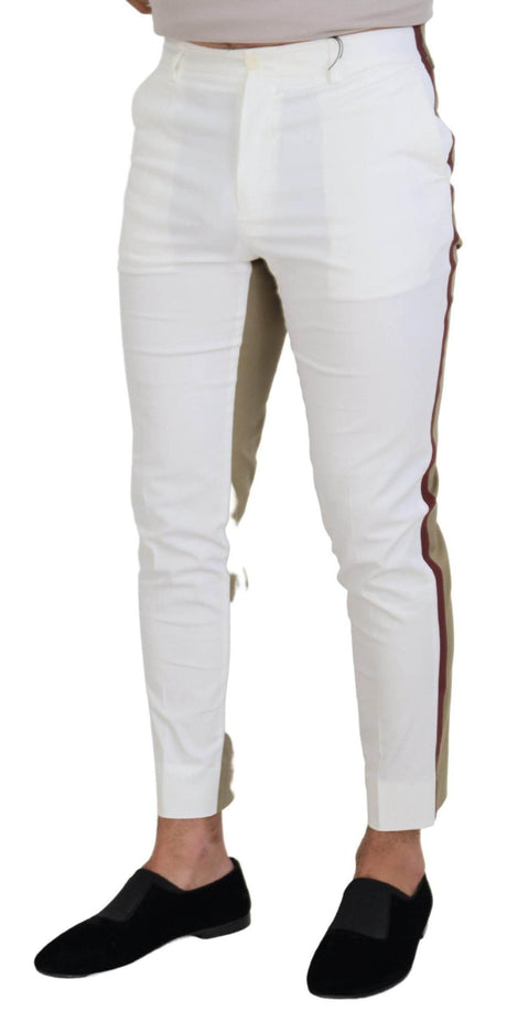 Dolce & Gabbana Two-Tone White & Brown Chic Cotton Pants - Hilstor