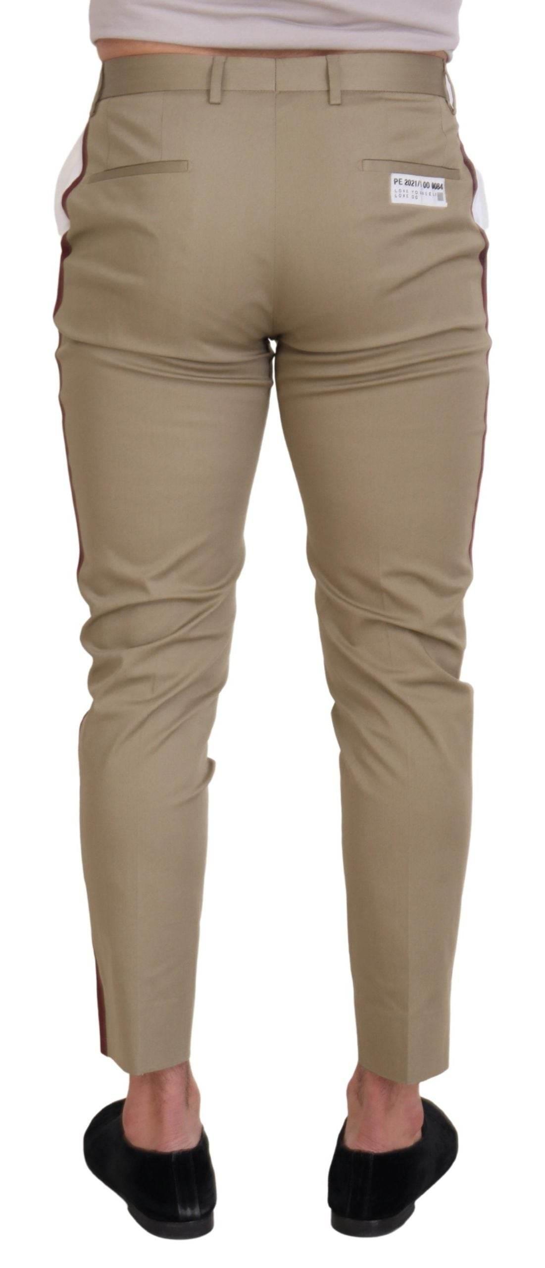 Dolce & Gabbana Two-Tone White & Brown Chic Cotton Pants - Hilstor