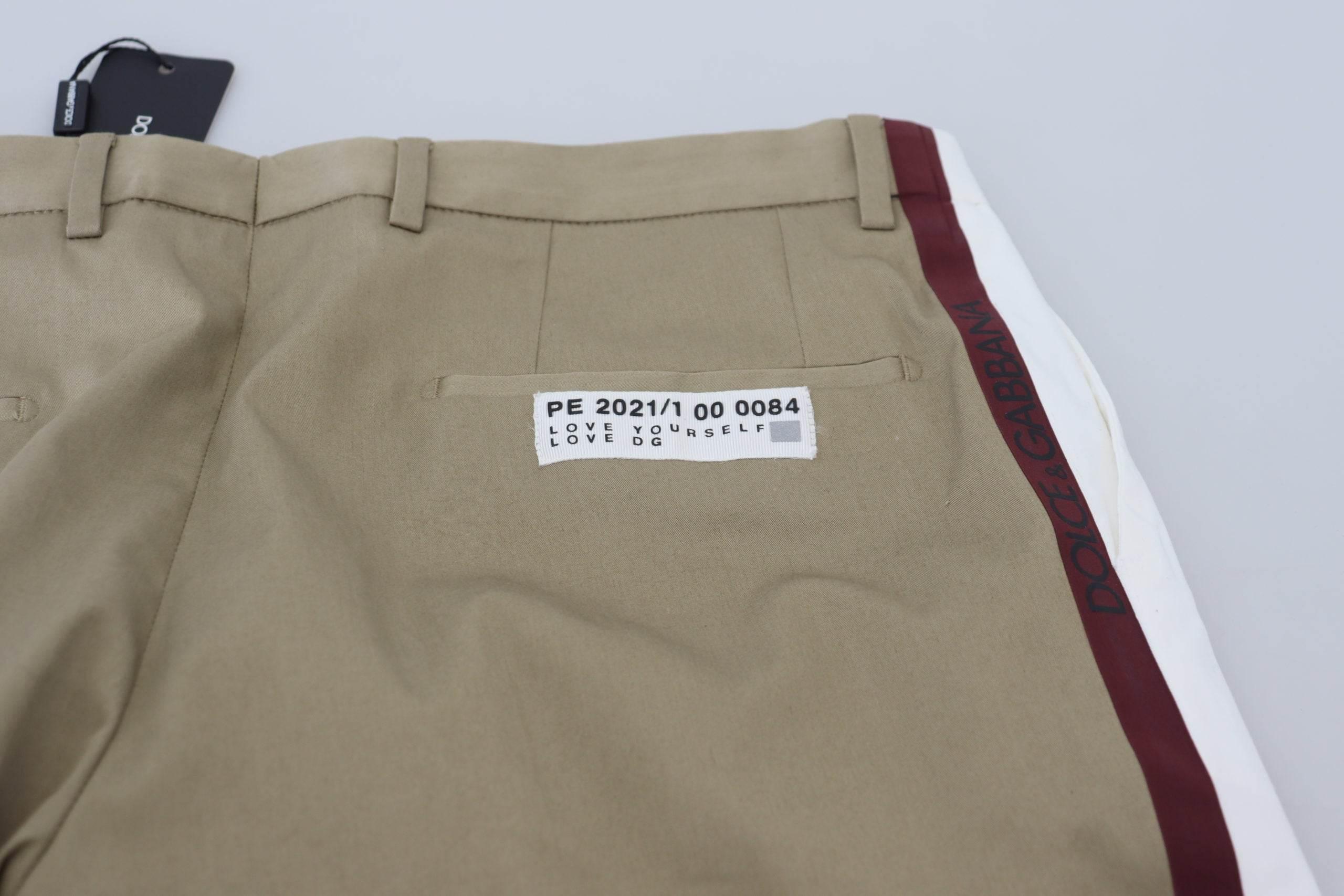 Dolce & Gabbana Two-Tone White & Brown Chic Cotton Pants - Hilstor