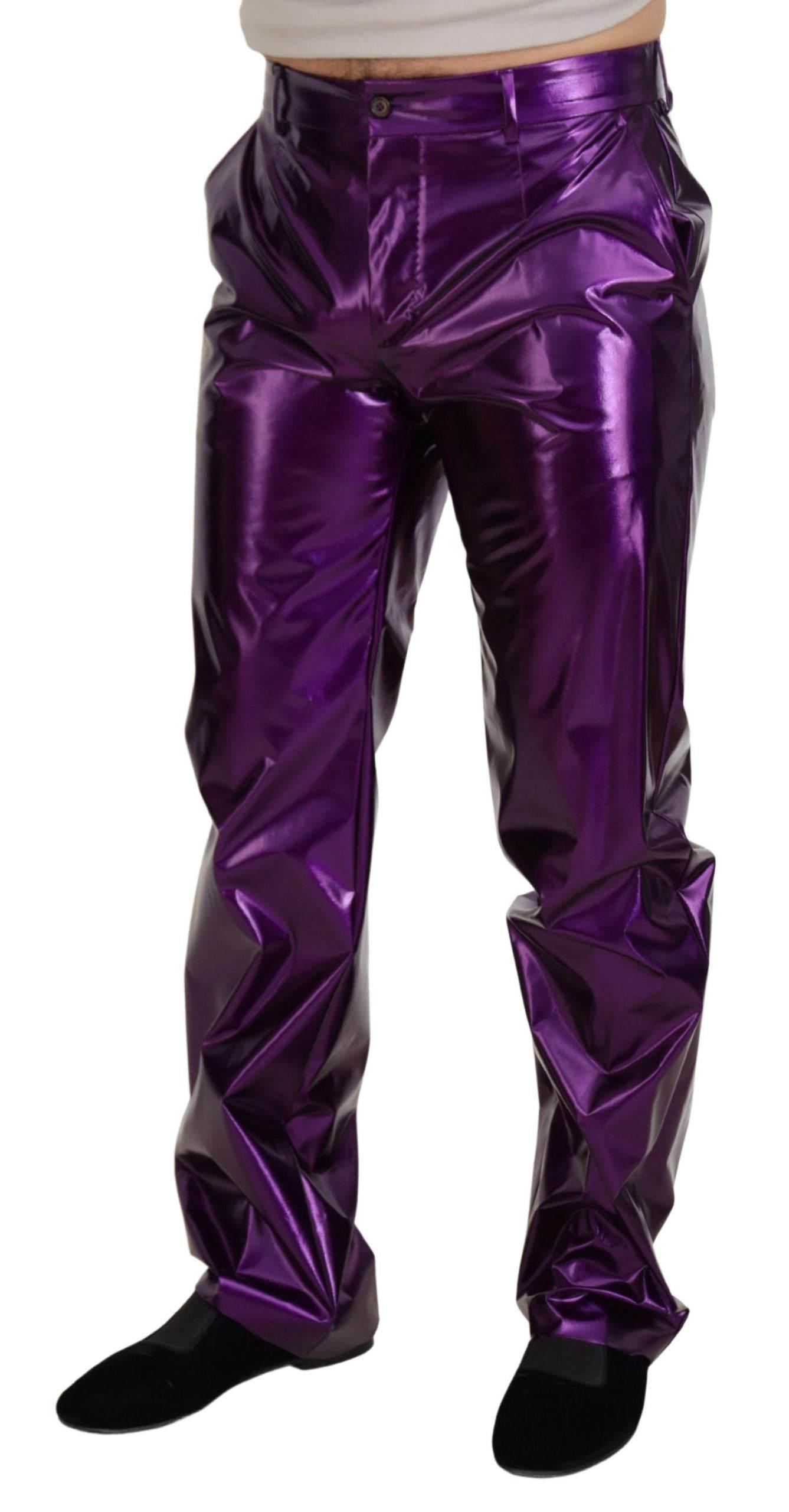 Dolce & Gabbana Purple Shining Men Casual Pants - Hilstor