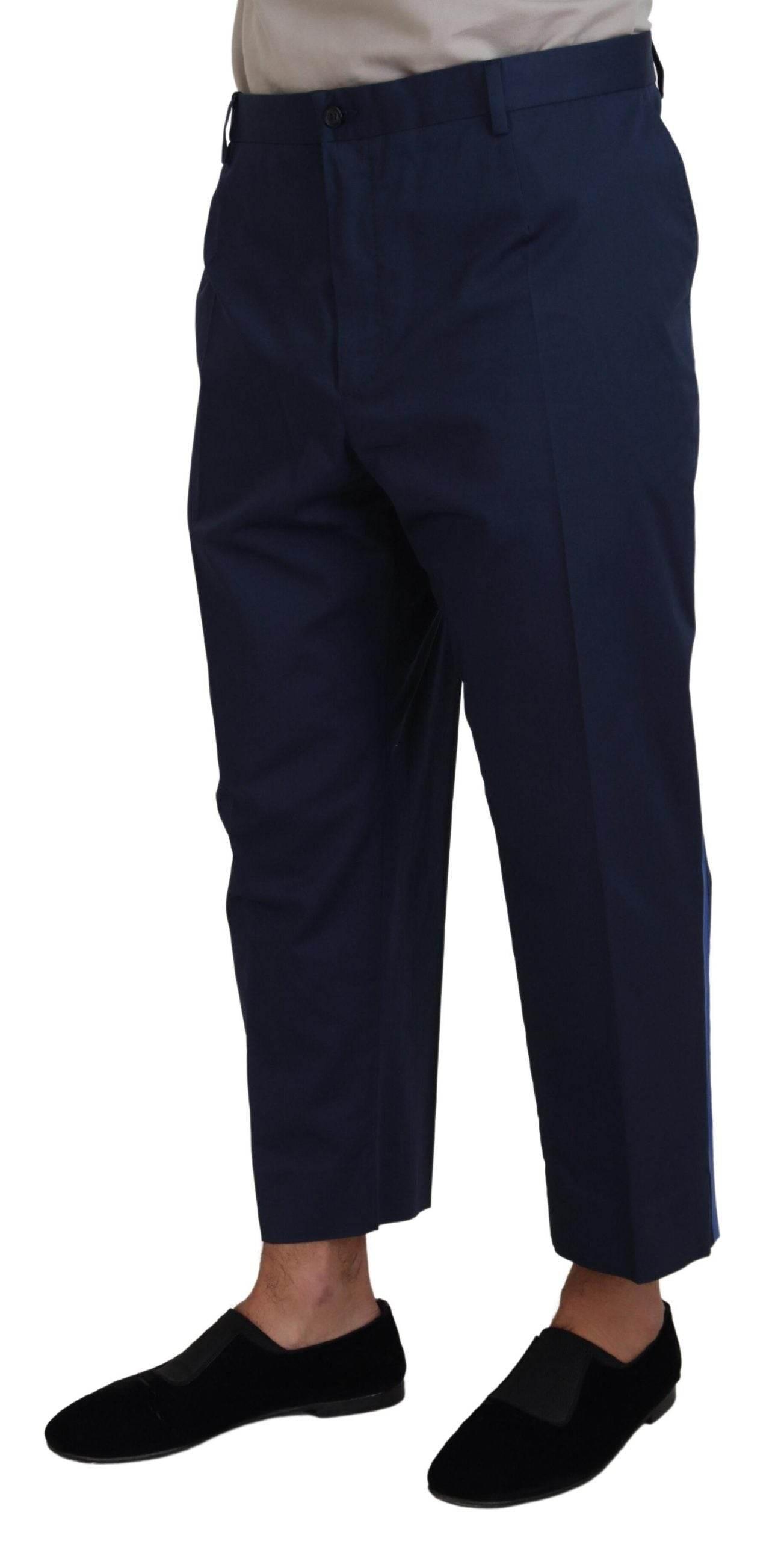 Dolce & Gabbana Blue Cotton Men Cropped Pants - Hilstor