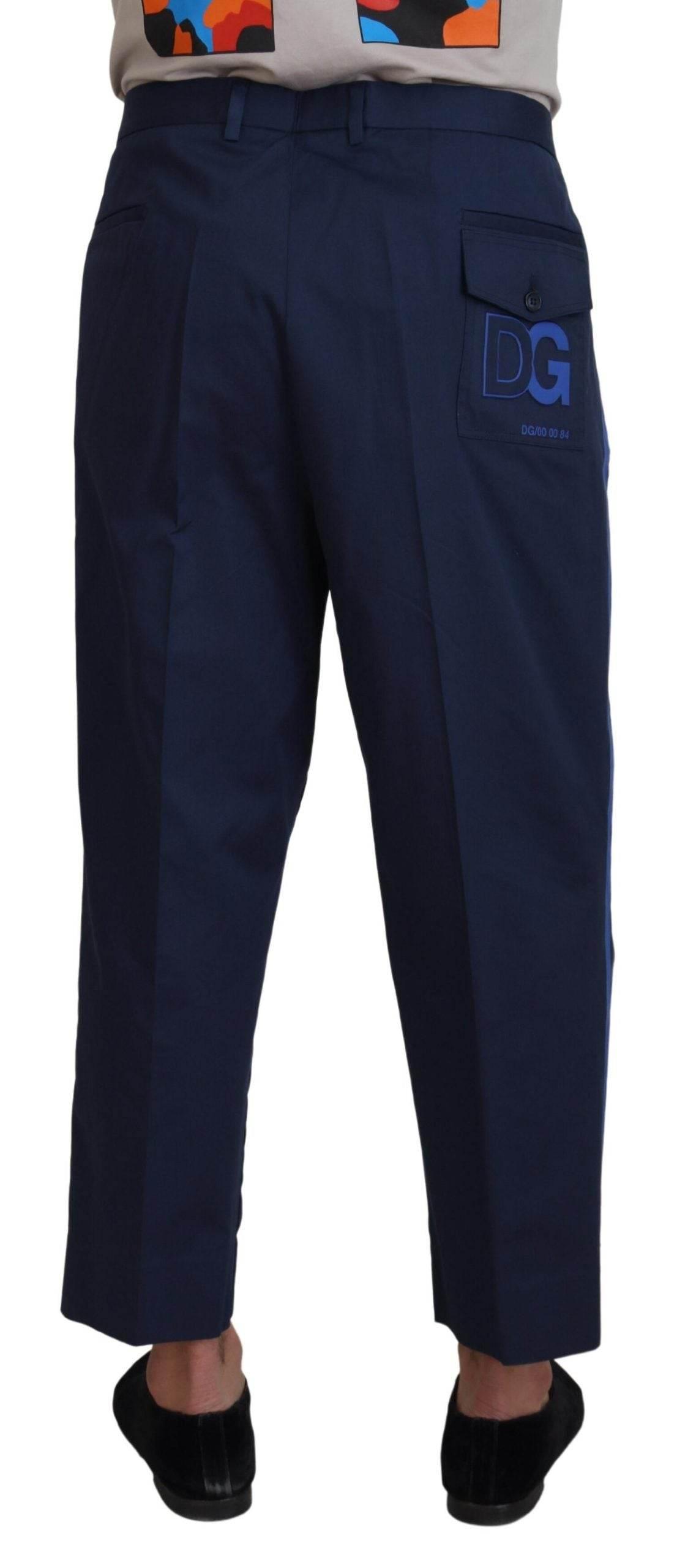 Dolce & Gabbana Blue Cotton Men Cropped Pants - Hilstor