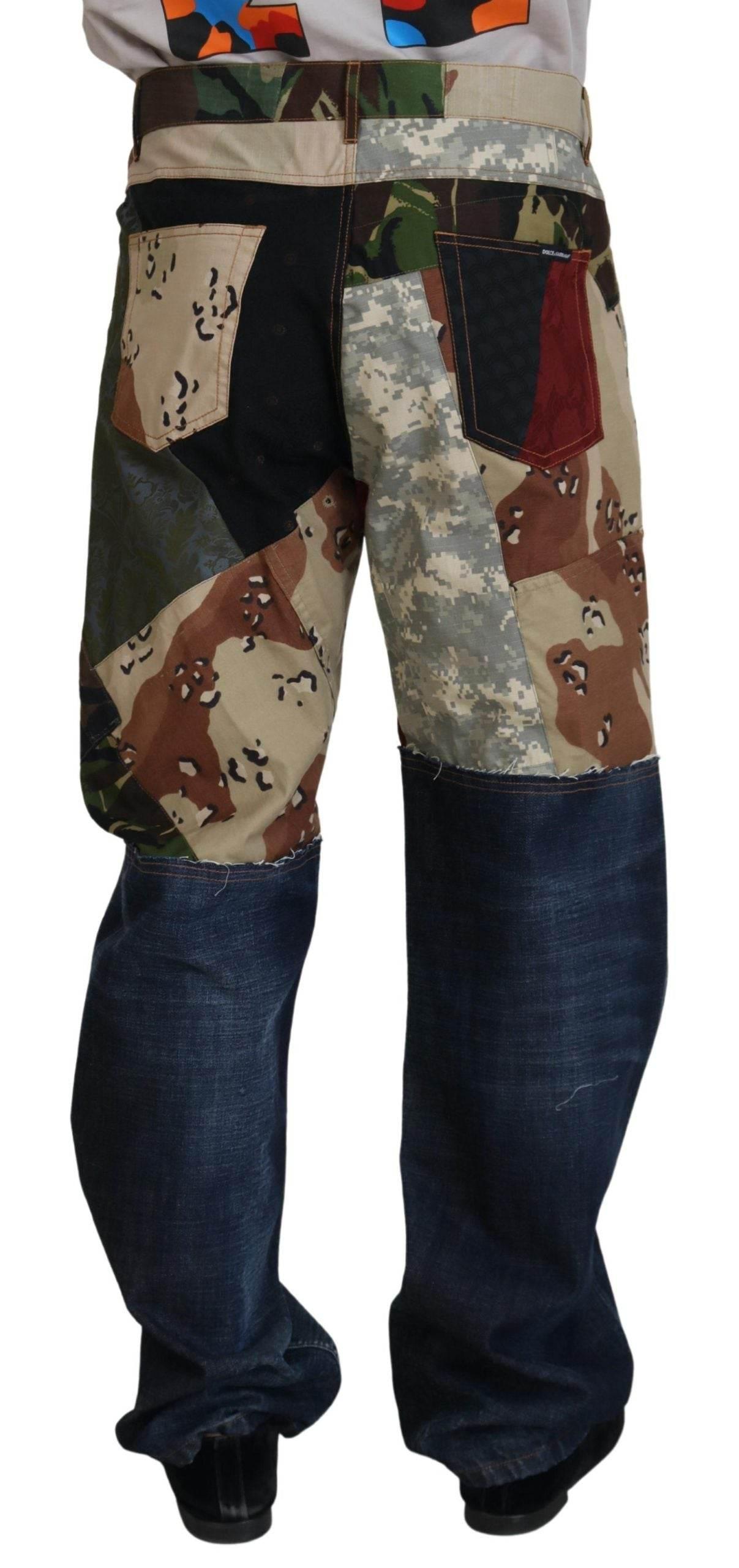 Dolce & Gabbana Patchwork Denim Rich Silk Blend Jeans - Hilstor