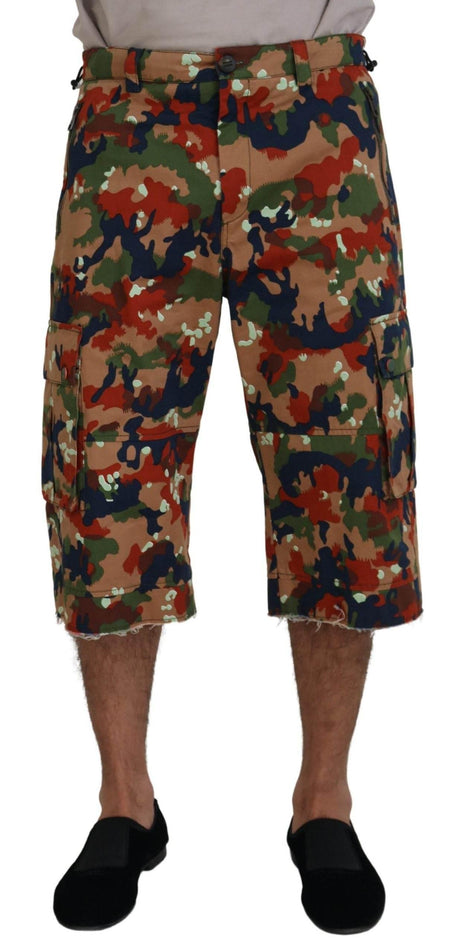 Dolce & Gabbana Multicolor Cotton Camouflaged Cargo Shorts - Hilstor