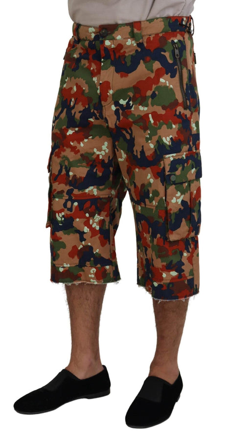 Dolce & Gabbana Multicolor Cotton Camouflaged Cargo Shorts - Hilstor