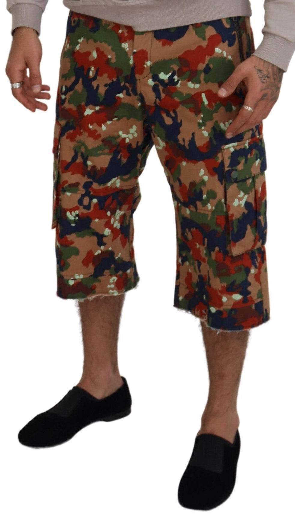 Dolce & Gabbana Multicolor Cotton Camouflaged Cargo Shorts - Hilstor