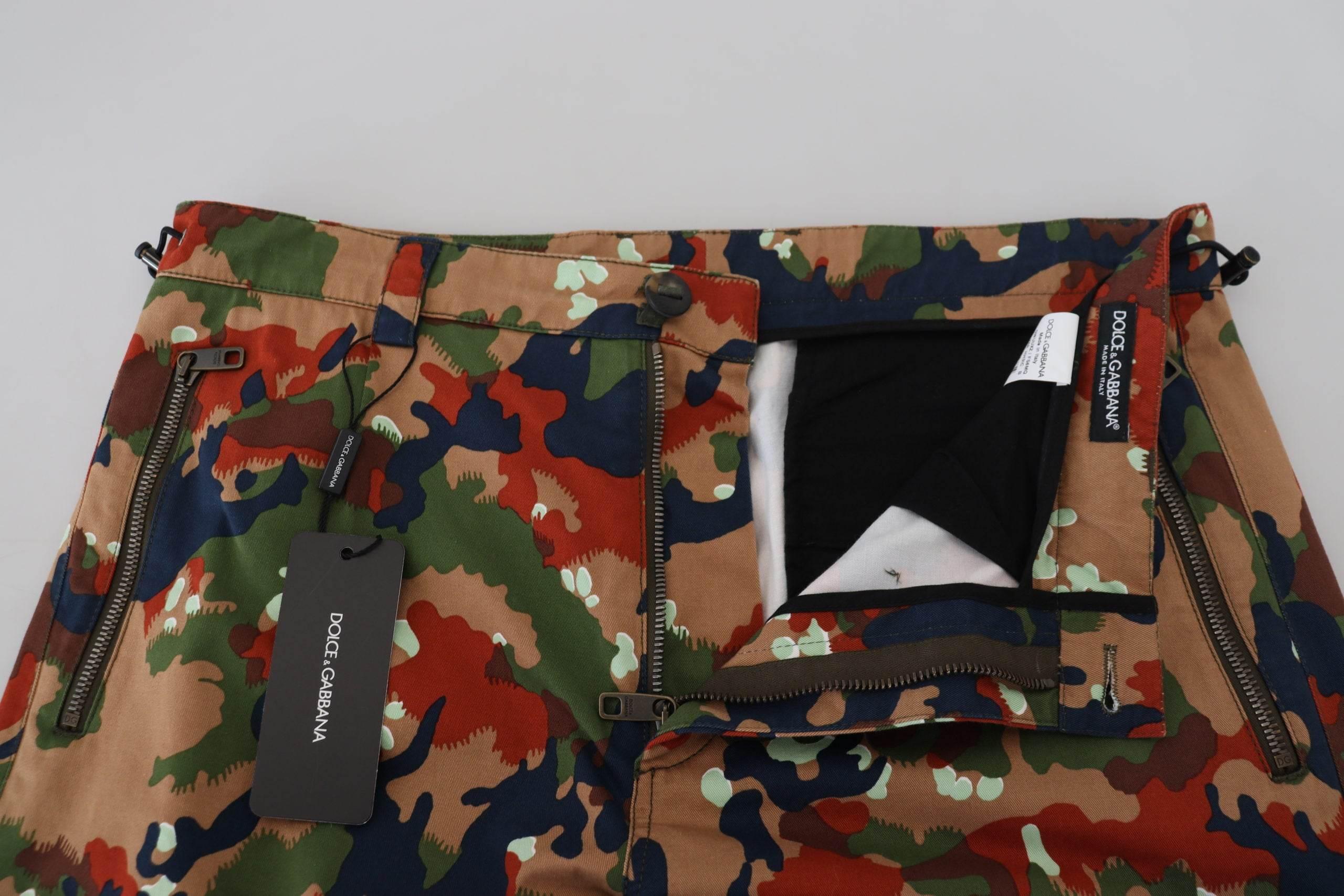 Dolce & Gabbana Multicolor Cotton Camouflaged Cargo Shorts - Hilstor