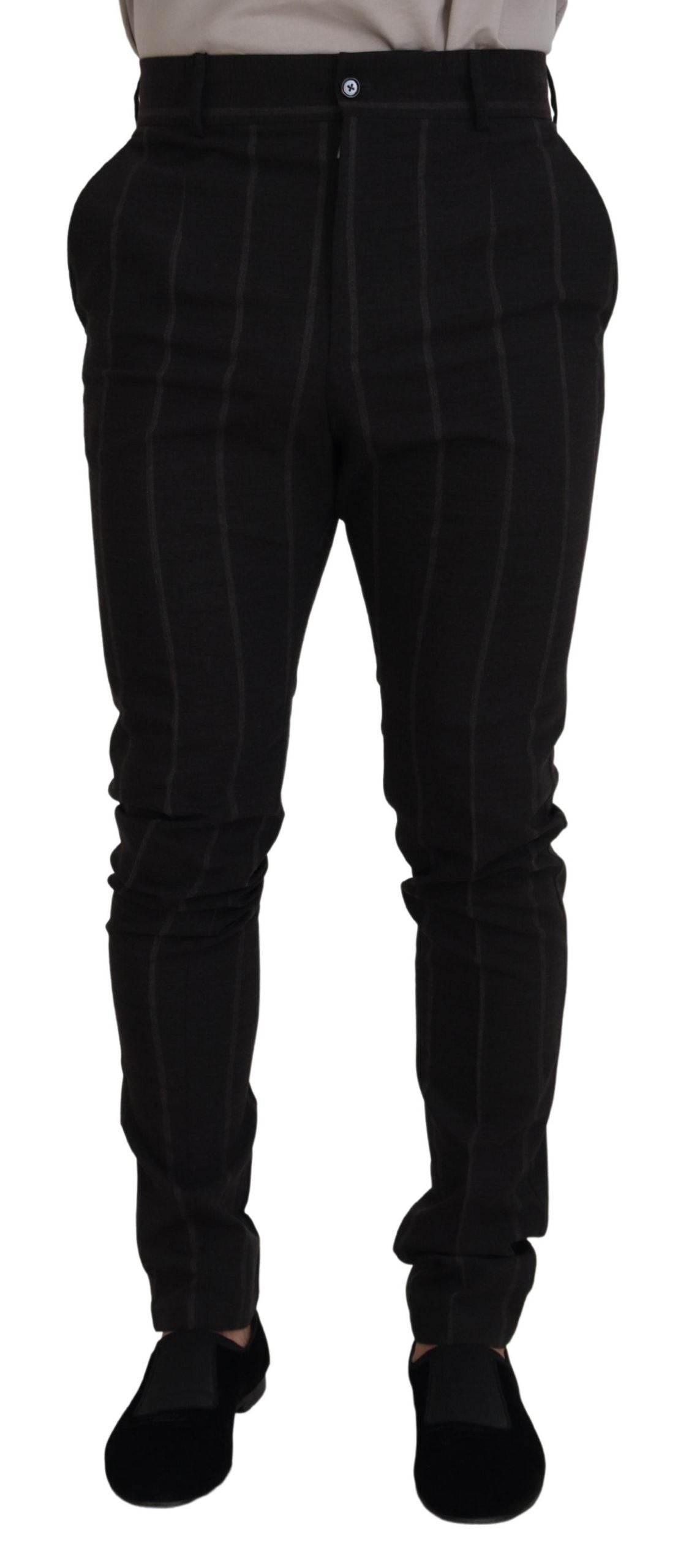 Dolce & Gabbana Black Wool Chino Formal Men Pants - Hilstor