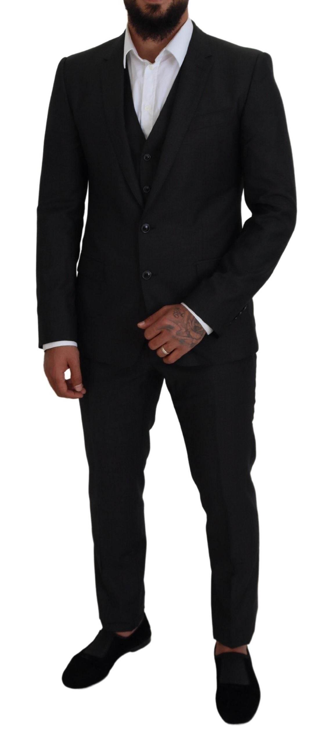 Dolce & Gabbana Gray MARTINI 3 Piece Slim Fit Suit - Hilstor