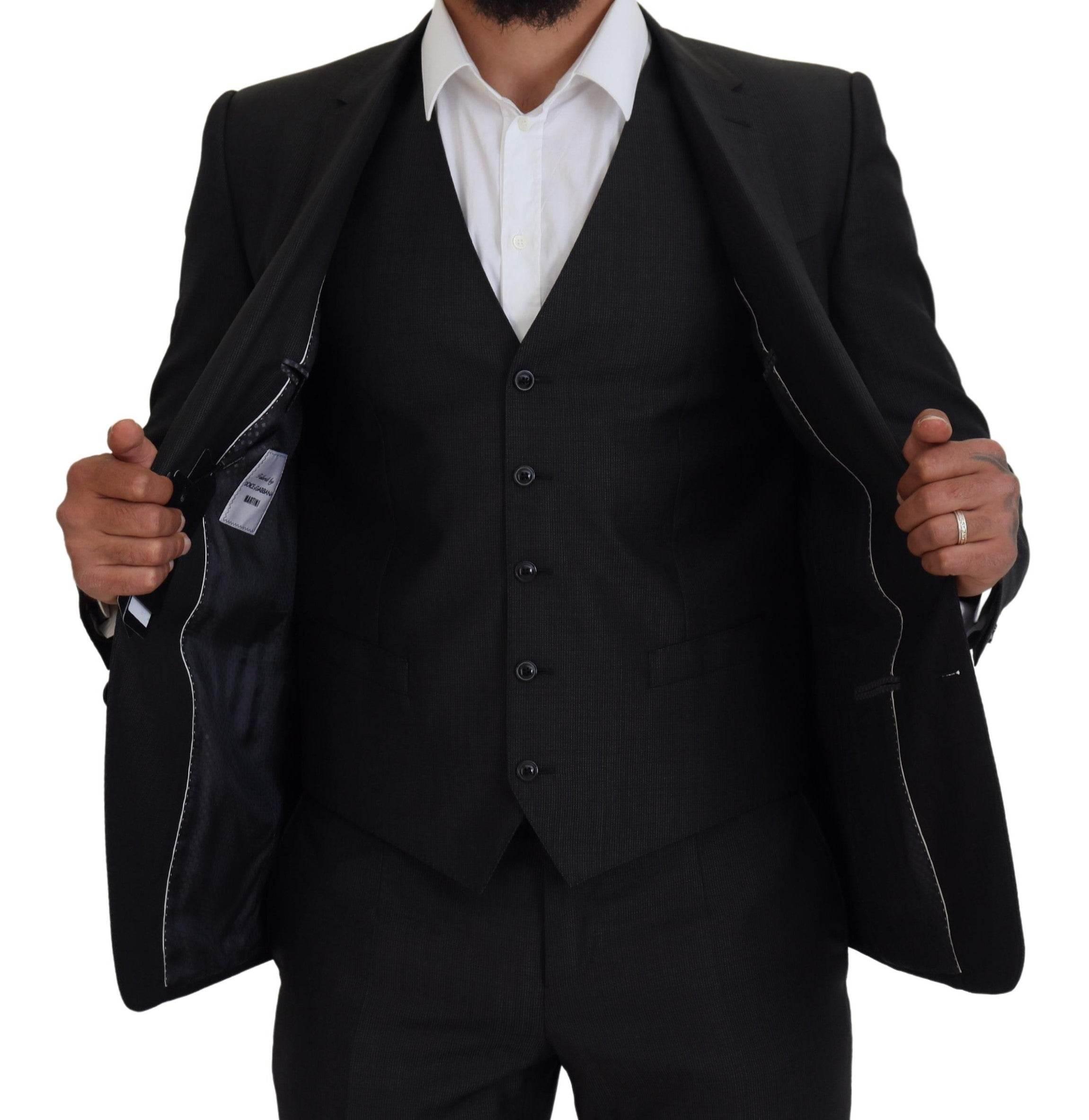 Dolce & Gabbana Gray MARTINI 3 Piece Slim Fit Suit - Hilstor