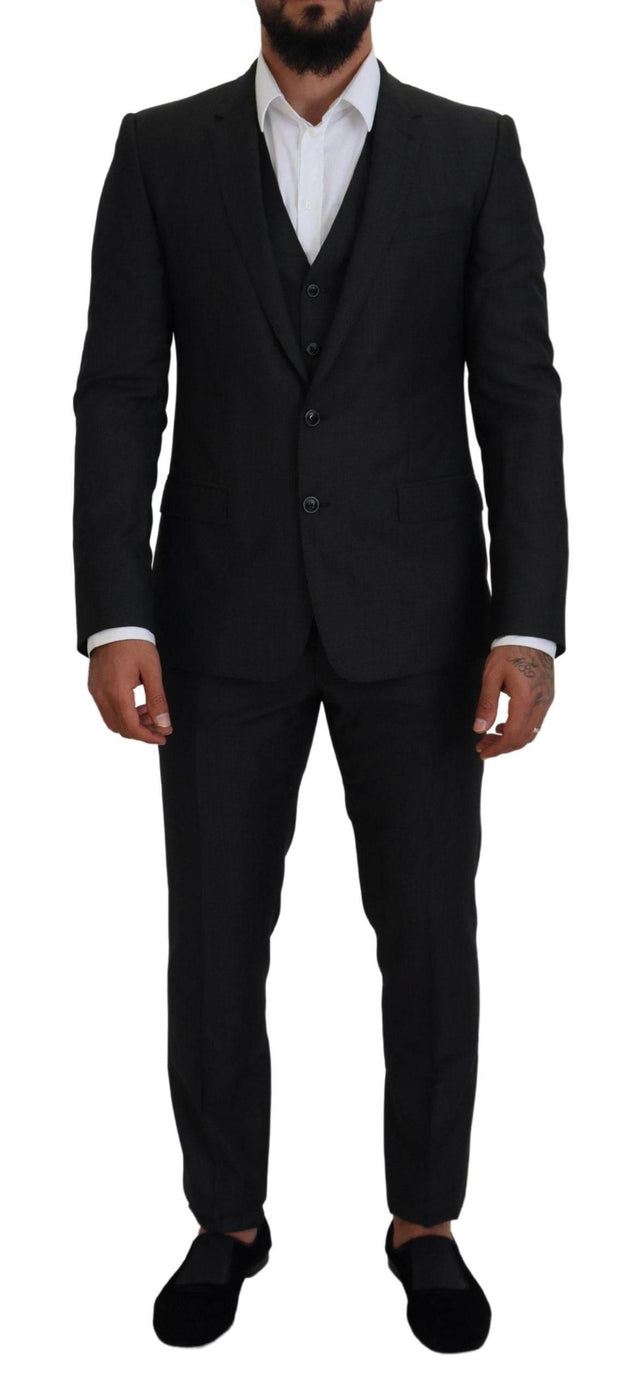 Dolce & Gabbana Gray MARTINI 3 Piece Slim Fit Suit - Hilstor