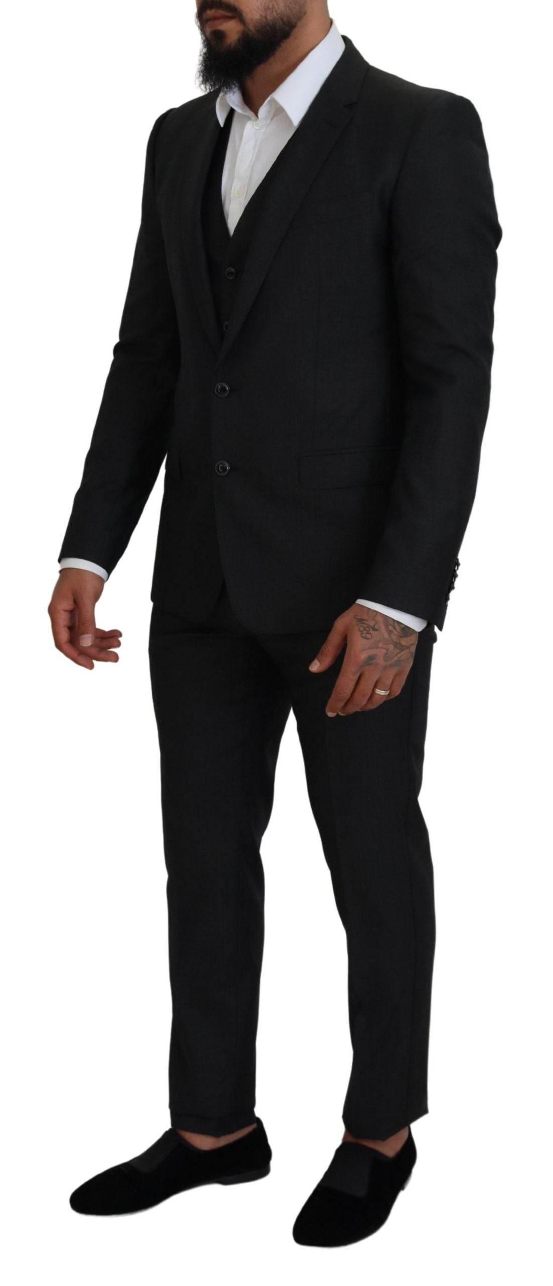 Dolce & Gabbana Gray MARTINI 3 Piece Slim Fit Suit - Hilstor