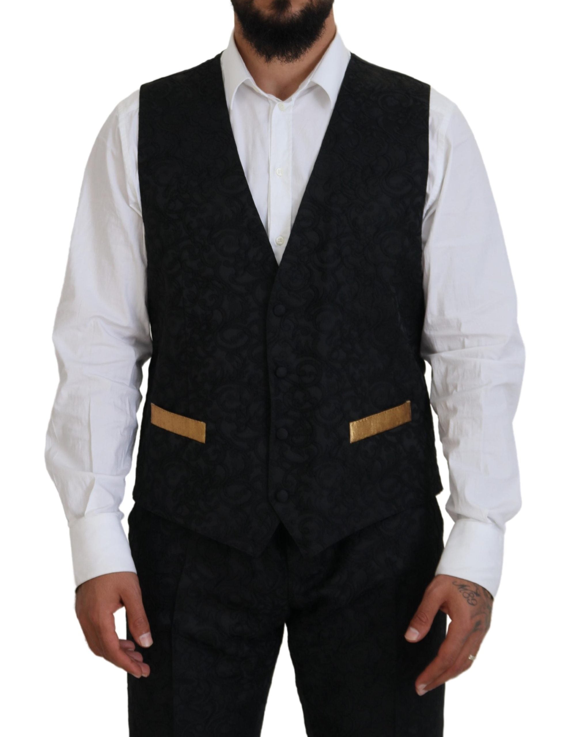 Dolce &amp; Gabbana Sort Guld Fantasy Smoking Slim Fit Jakkesæt