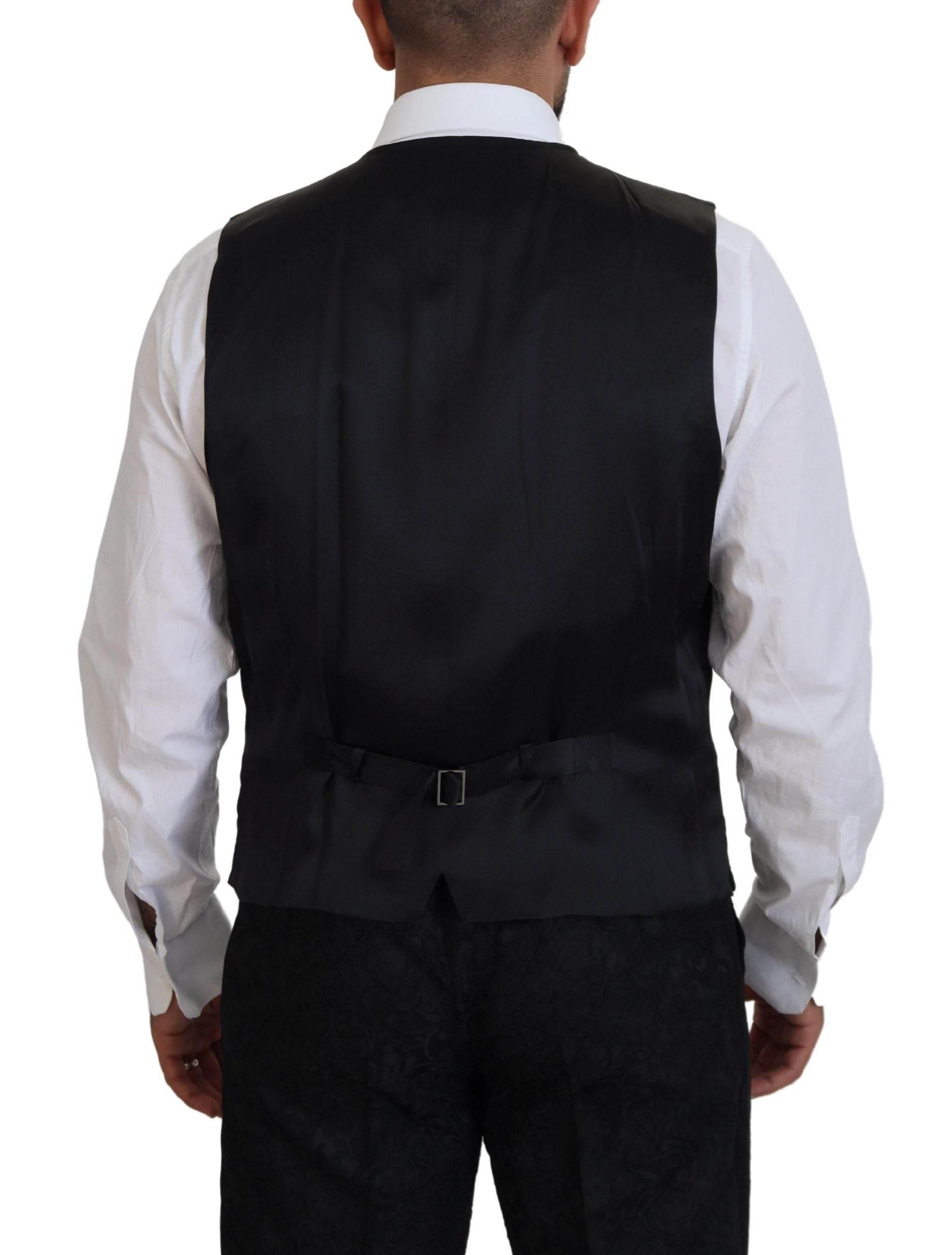 Dolce & Gabbana Elegant Black & Gold Slim Fit 3 Piece Suit - Hilstor