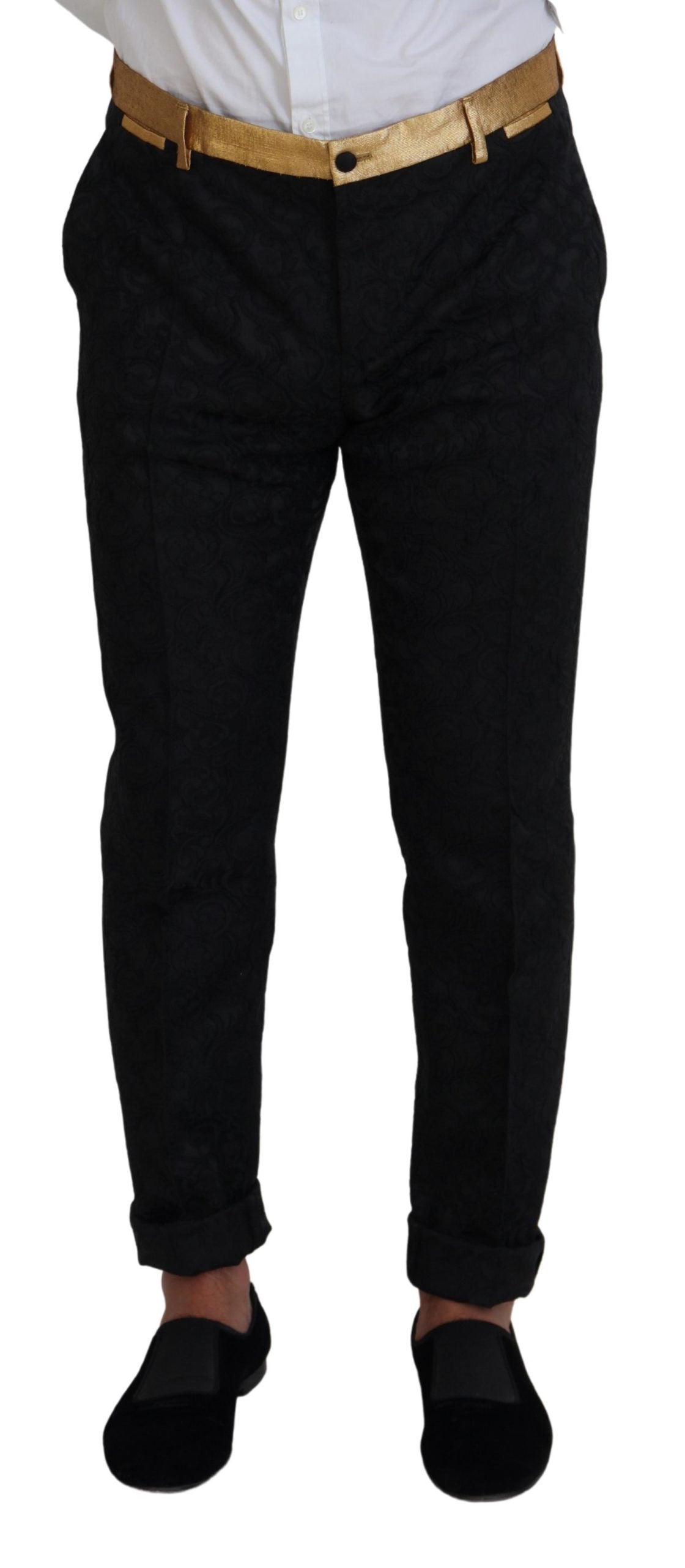 Dolce &amp; Gabbana Sort Guld Fantasy Smoking Slim Fit Jakkesæt