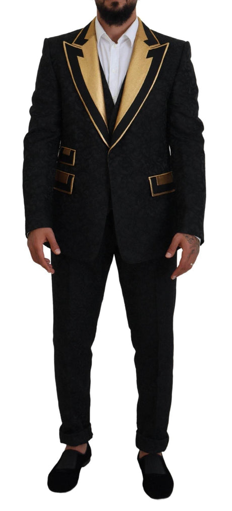 Dolce & Gabbana Black Gold Fantasy Tuxedo Slim Fit Suit - Hilstor