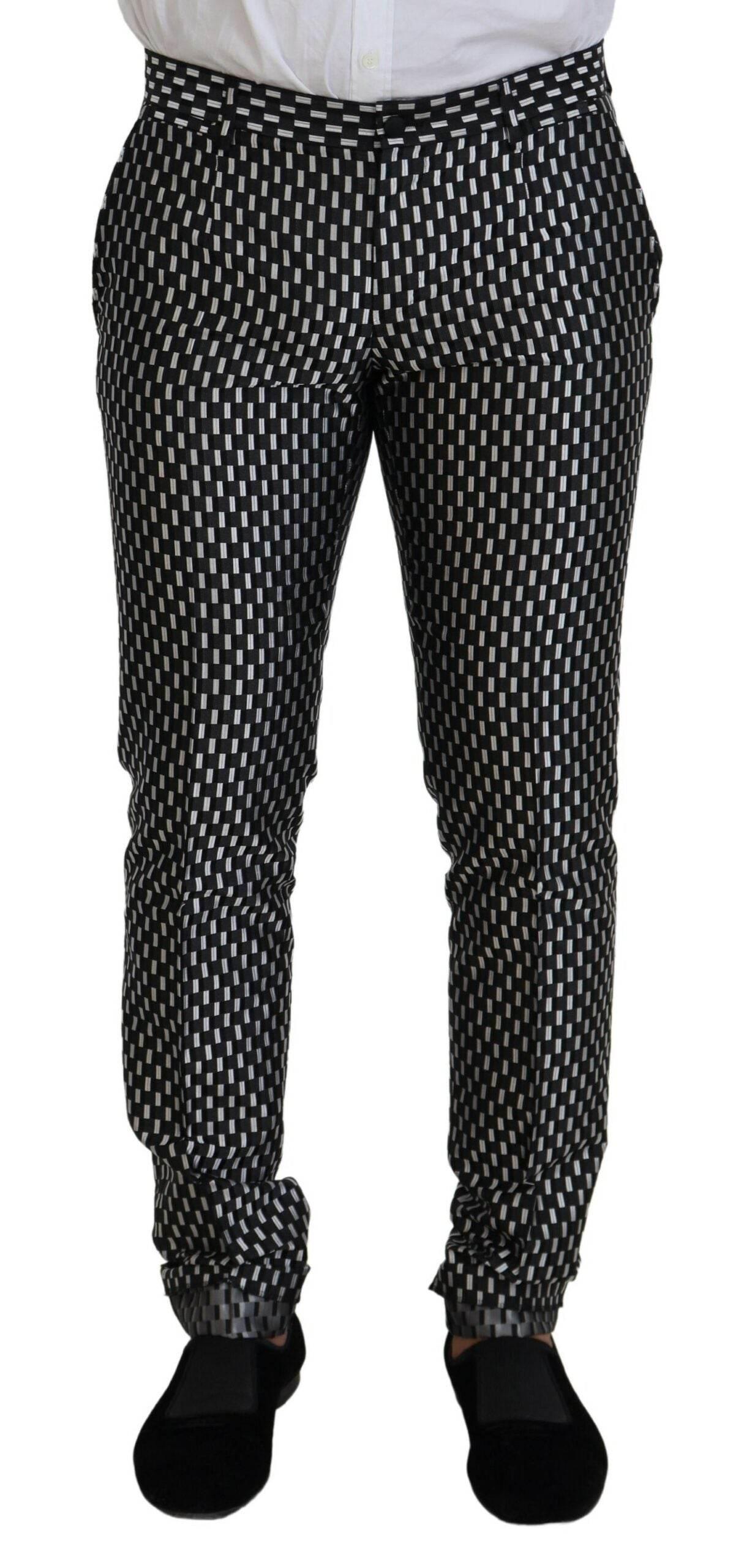 Dolce & Gabbana Black White Silk MARTINI Slim Fit Suit - Hilstor
