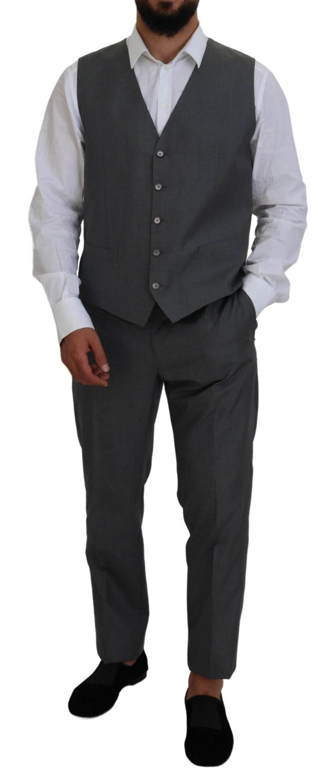 Dolce & Gabbana Gray MARTINI 3 Piece Slim Fit Suit - Hilstor