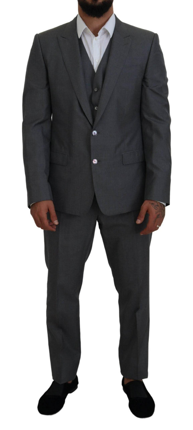 Dolce & Gabbana Gray MARTINI 3 Piece Slim Fit Suit - Hilstor