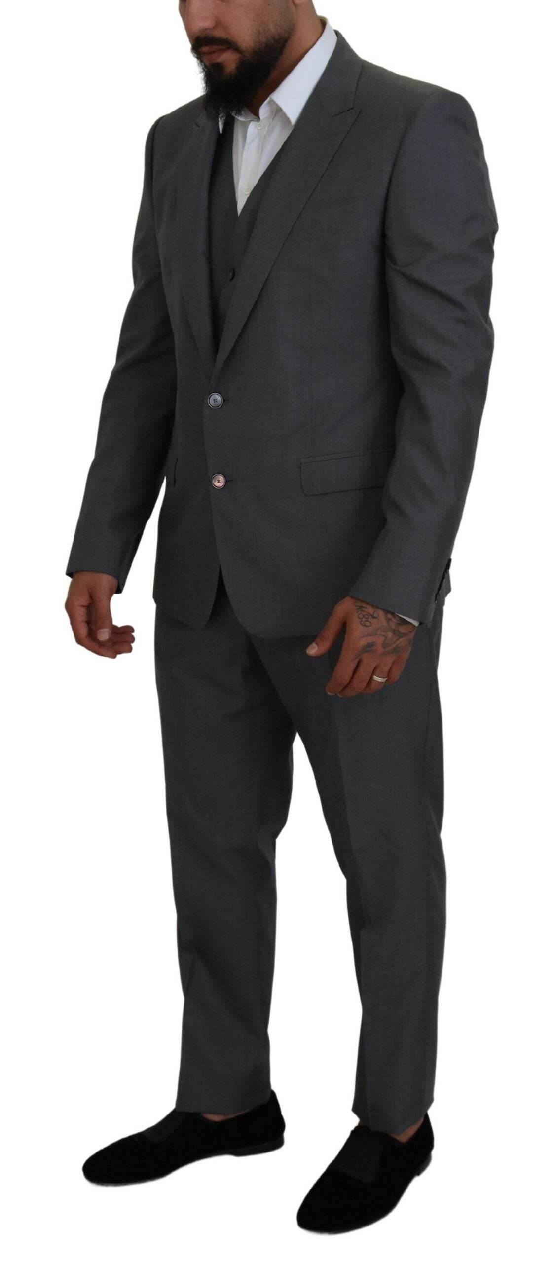 Dolce & Gabbana Gray MARTINI 3 Piece Slim Fit Suit - Hilstor