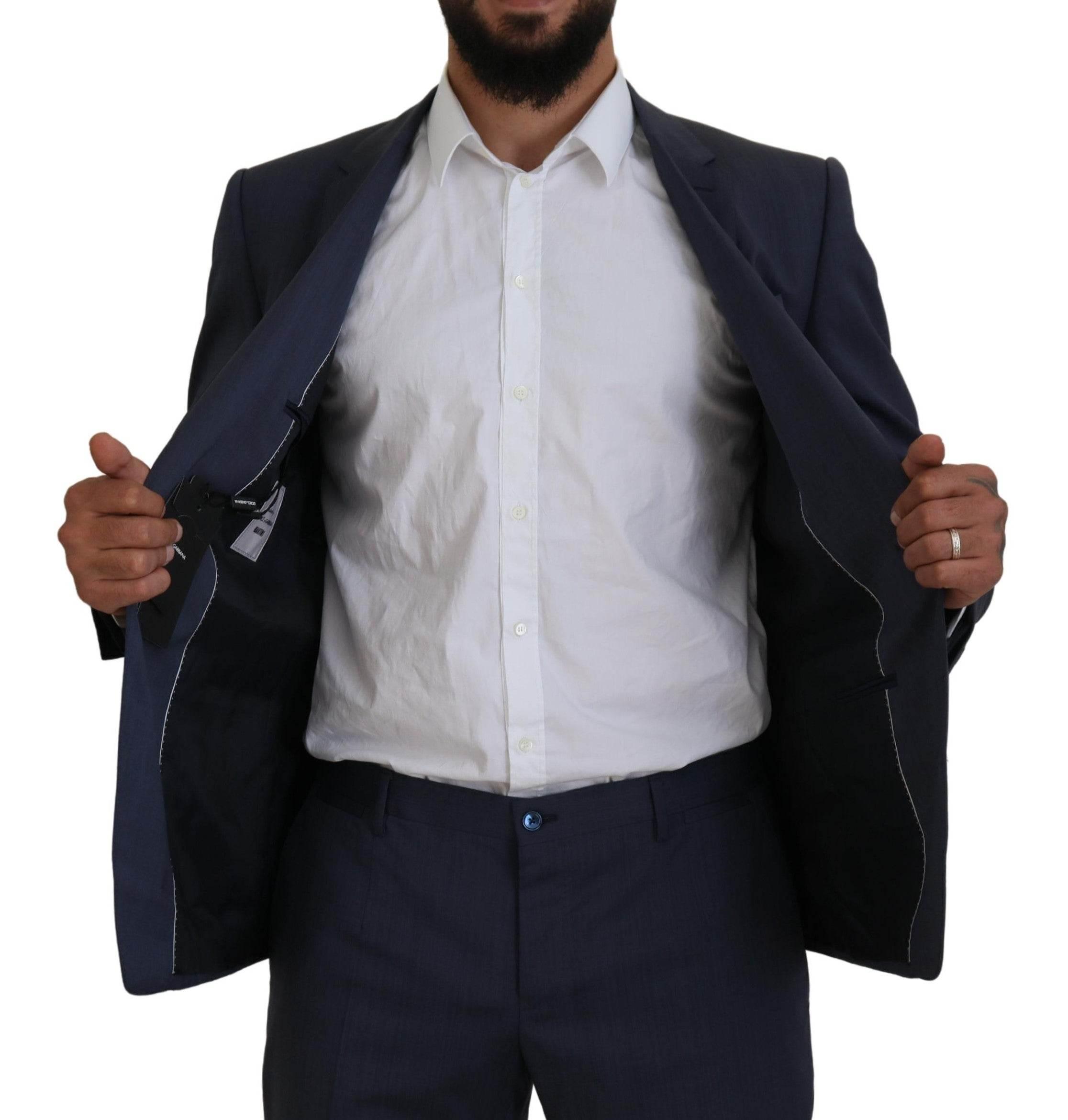 Dolce & Gabbana Blue Wool MARTINI 2 Piece Slim Fit Suit - Hilstor