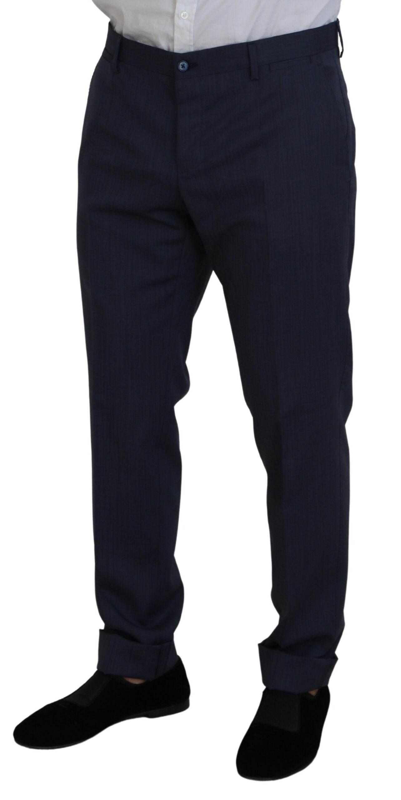 Dolce & Gabbana Blue Wool MARTINI 2 Piece Slim Fit Suit - Hilstor