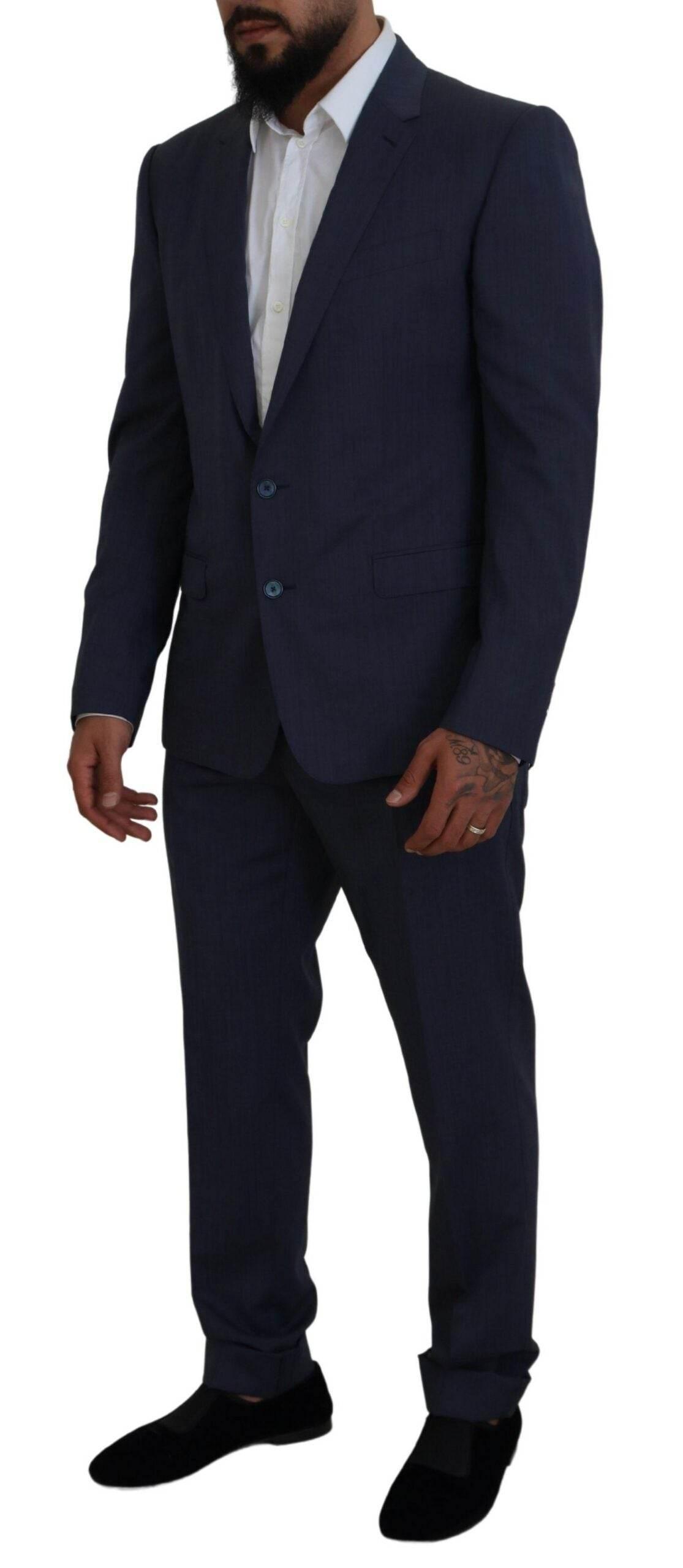 Dolce & Gabbana Blue Wool MARTINI 2 Piece Slim Fit Suit - Hilstor