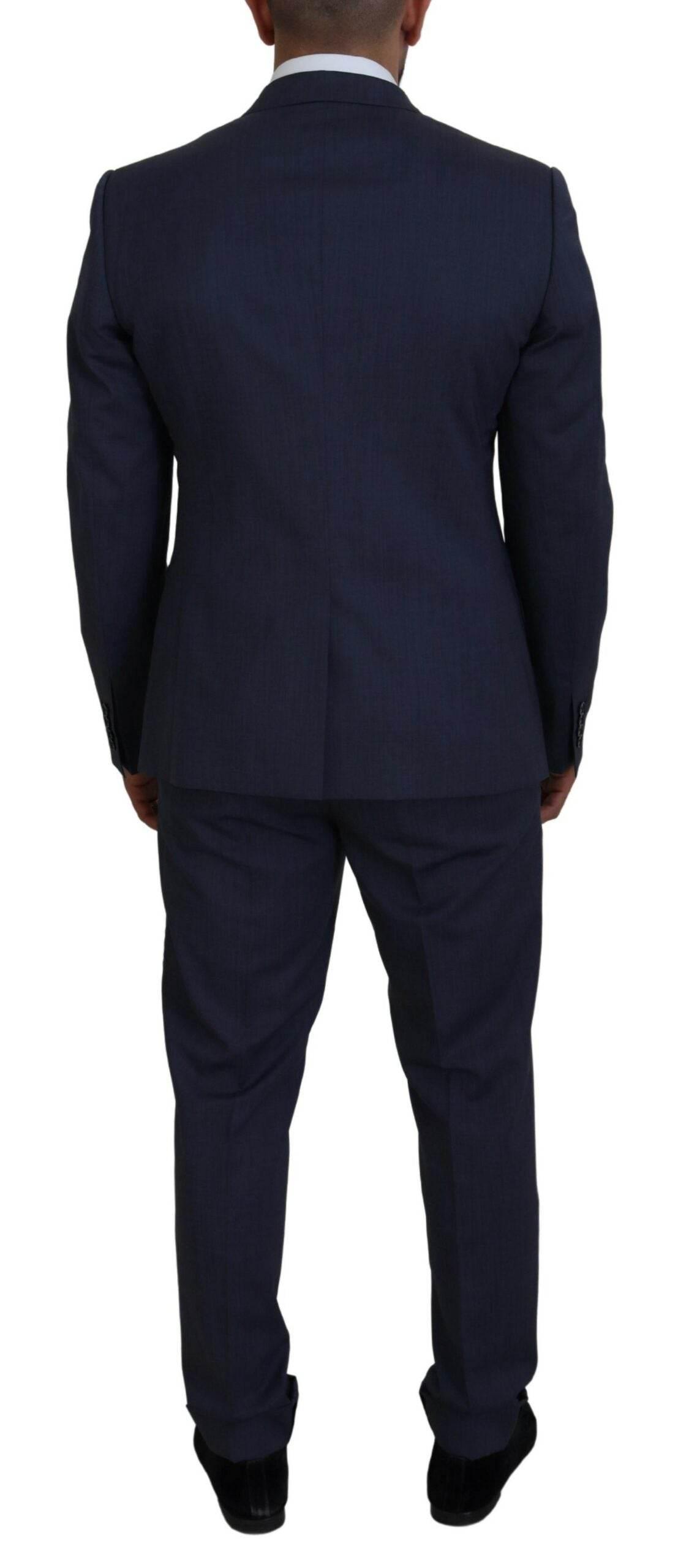 Dolce & Gabbana Blue Wool MARTINI 2 Piece Slim Fit Suit - Hilstor