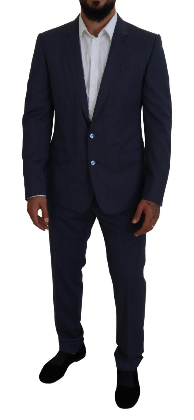 Dolce & Gabbana Blue Wool MARTINI 2 Piece Slim Fit Suit - Hilstor