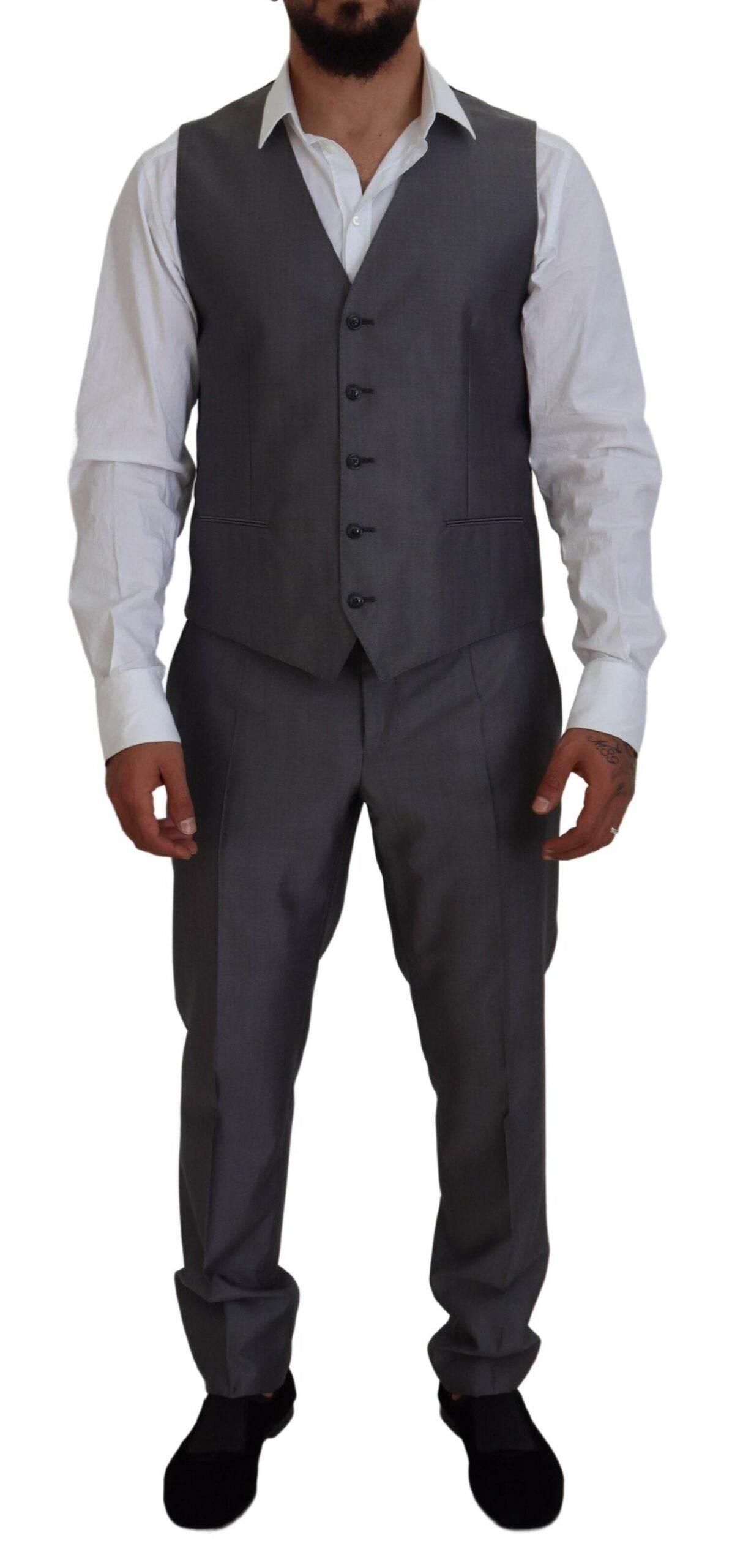 Dolce & Gabbana Gray SICILIA 3 Piece Slim Fit Suit - Hilstor