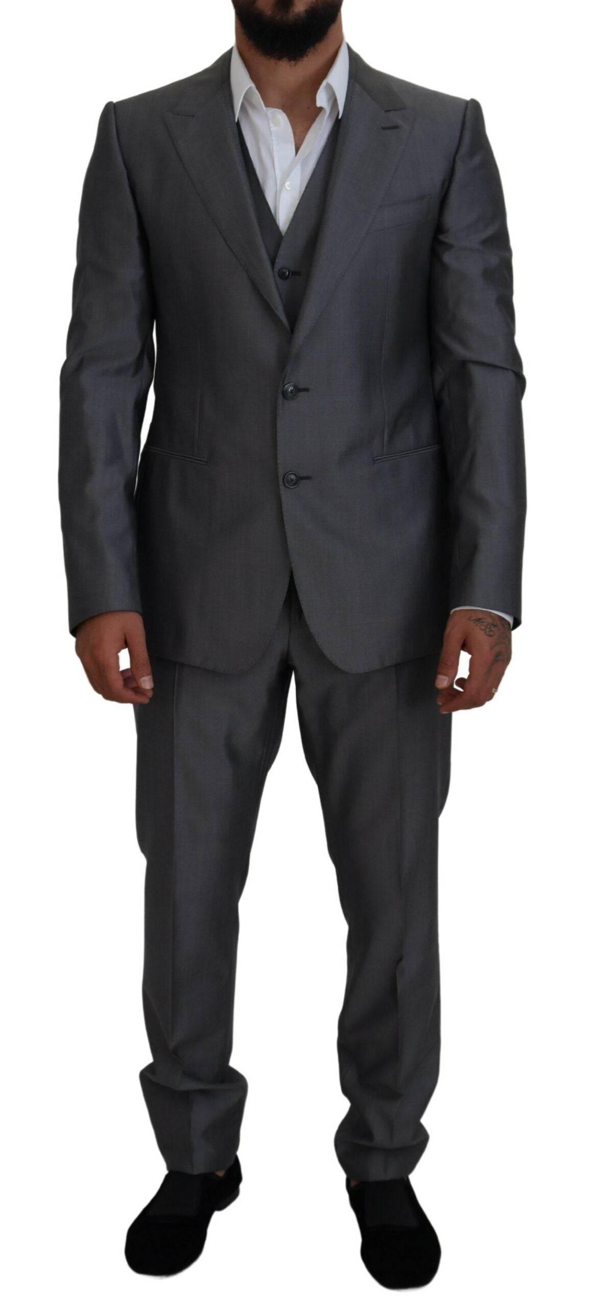 Dolce & Gabbana Gray SICILIA 3 Piece Slim Fit Suit - Hilstor