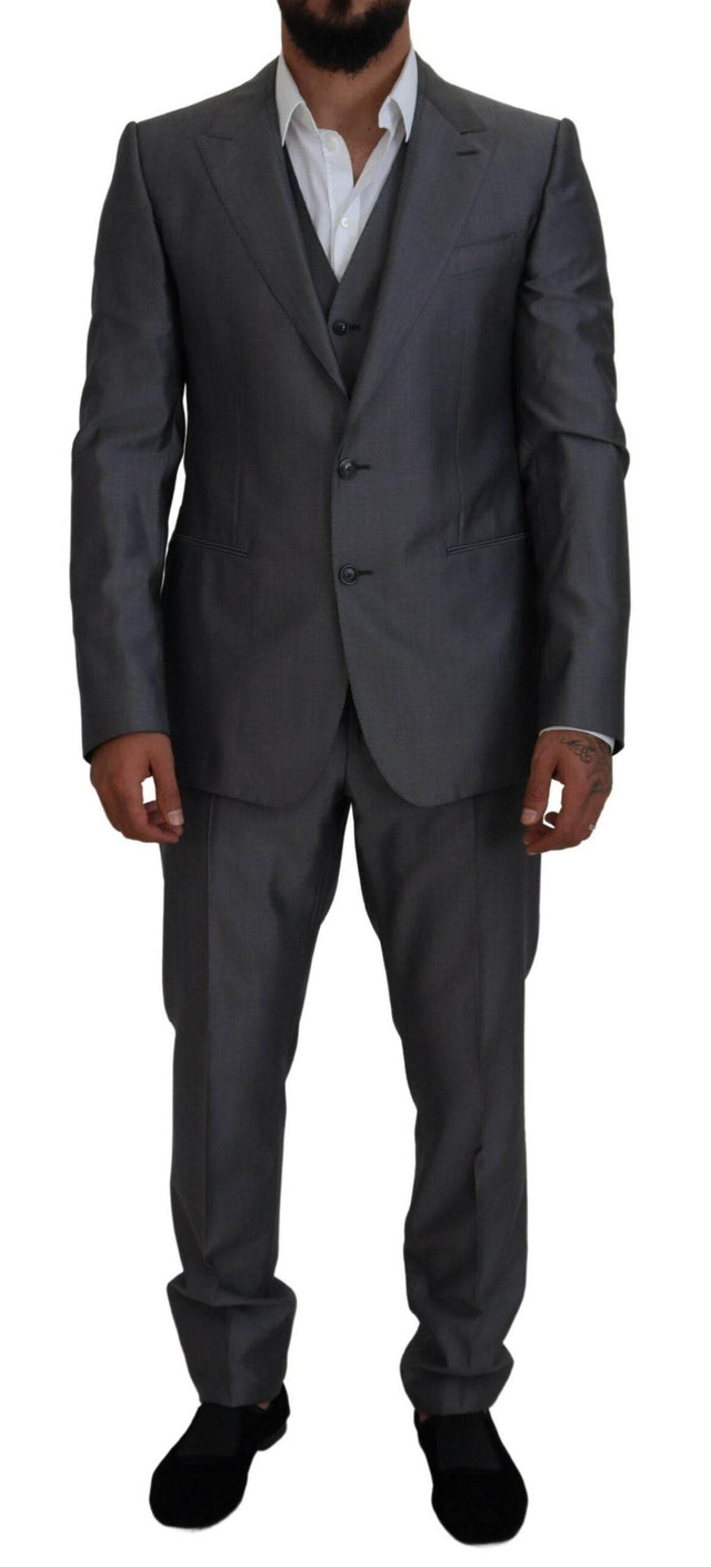 Dolce & Gabbana Gray SICILIA 3 Piece Slim Fit Suit - Hilstor