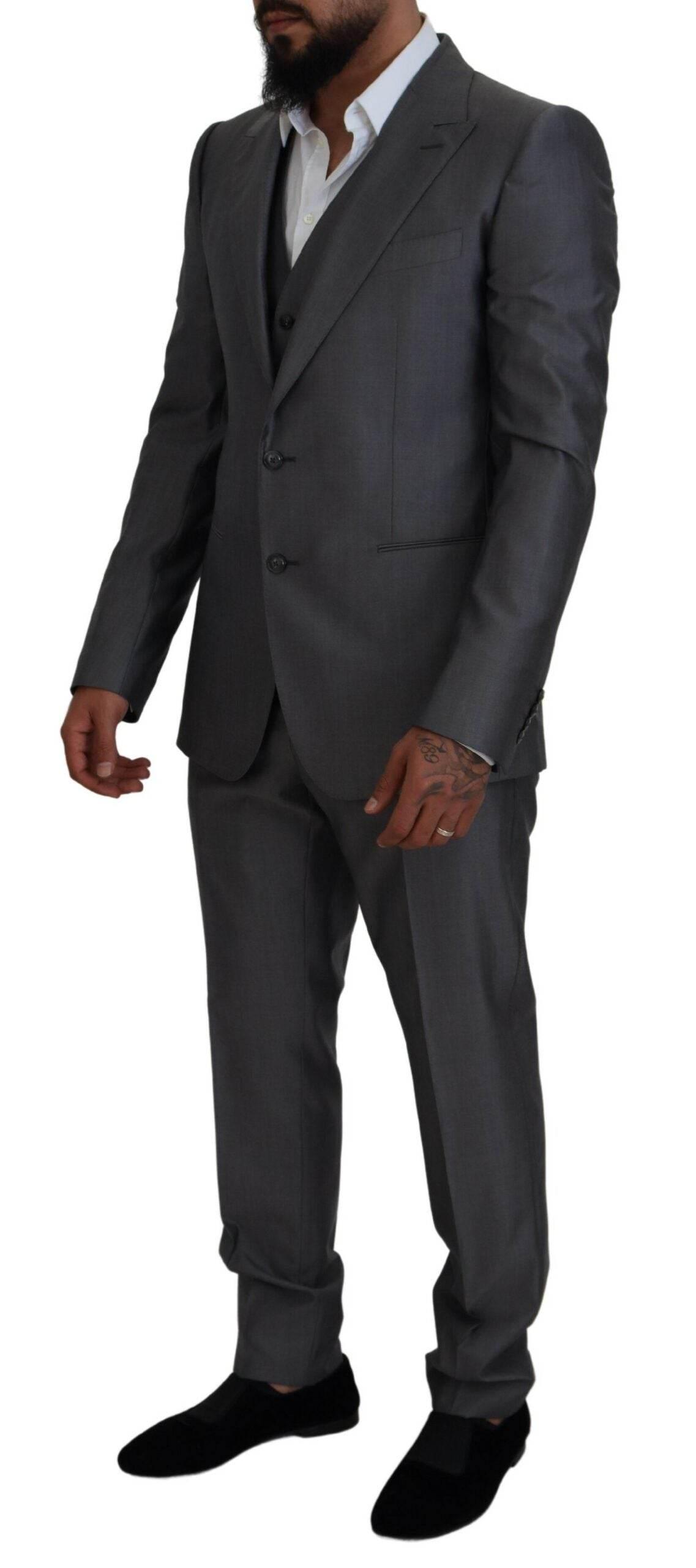 Dolce & Gabbana Gray SICILIA 3 Piece Slim Fit Suit - Hilstor