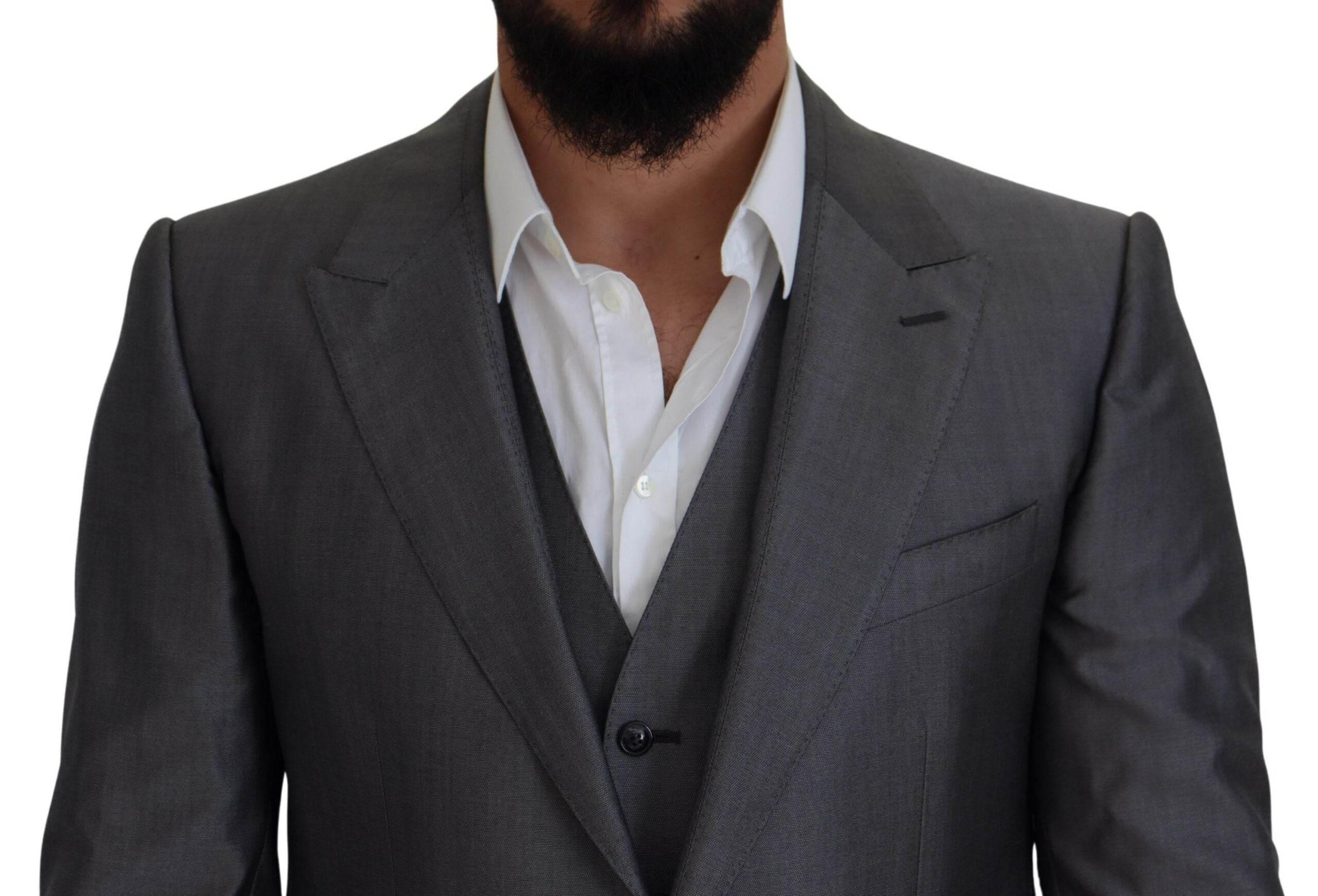 Dolce & Gabbana Gray SICILIA 3 Piece Slim Fit Suit - Hilstor