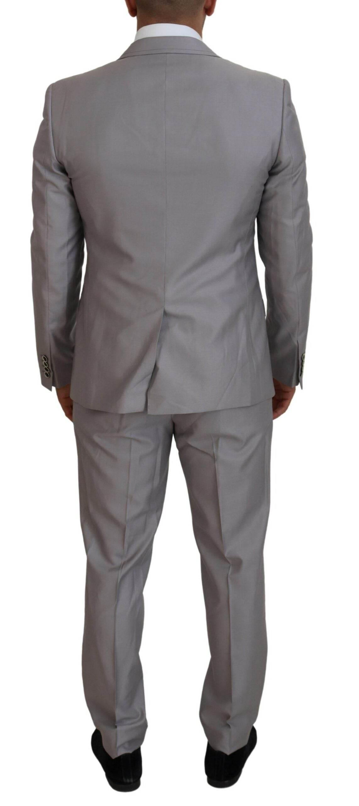 Dolce & Gabbana Elegant Silver Slim Fit Three-Piece Suit - Hilstor