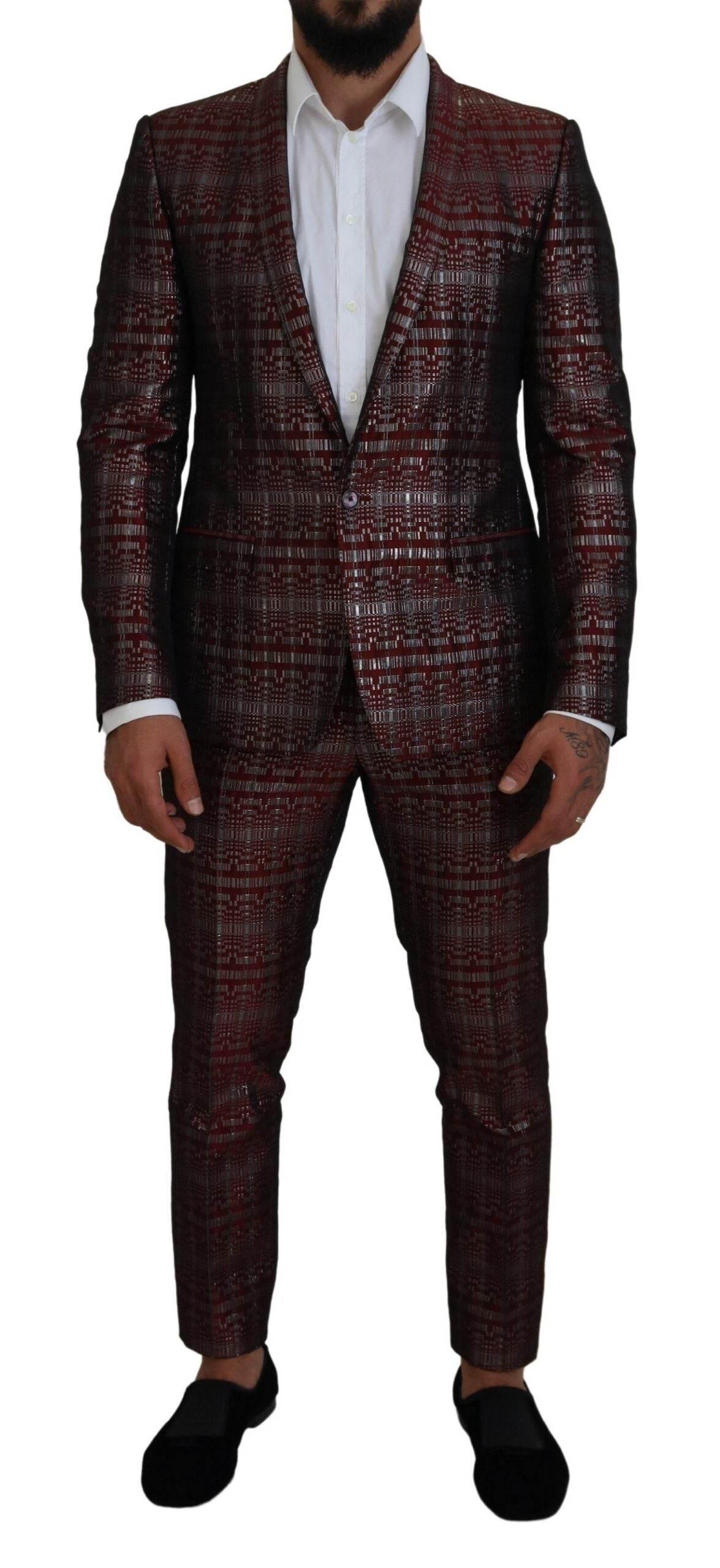 Dolce & Gabbana Bordeaux Fantasy Slim Fit Two-Piece Suit - Hilstor