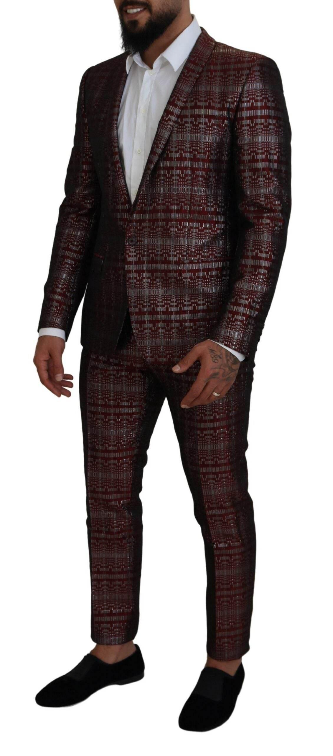 Dolce & Gabbana Bordeaux Fantasy Slim Fit Two-Piece Suit - Hilstor