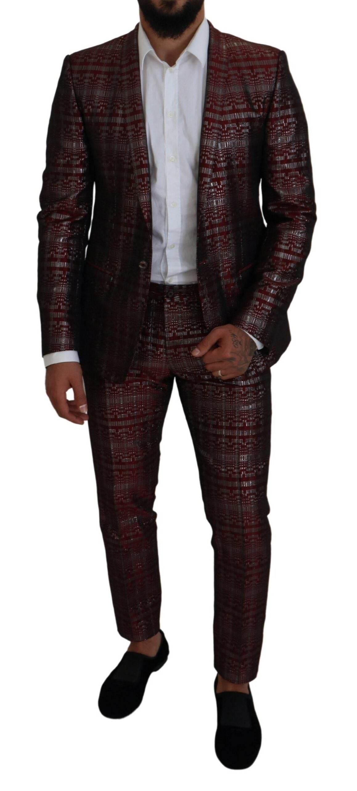 Dolce & Gabbana Bordeaux Fantasy Slim Fit Two-Piece Suit - Hilstor