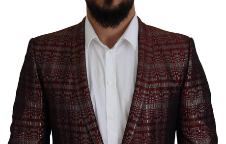 Dolce & Gabbana Bordeaux Silver GOLD Slim Fit Suit - Hilstor