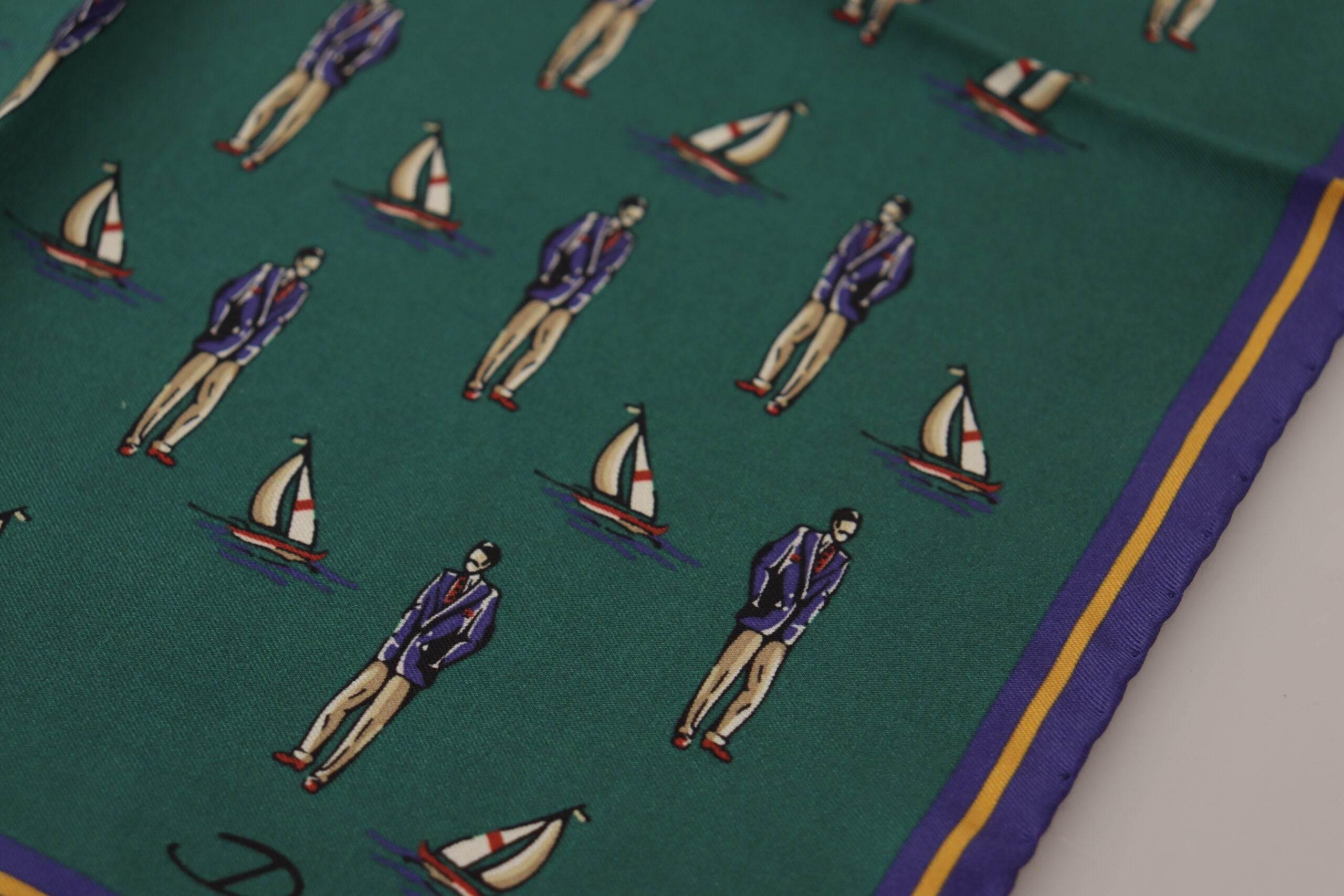 Dolce & Gabbana Elegant Green Silk Men's Square Scarf - Hilstor