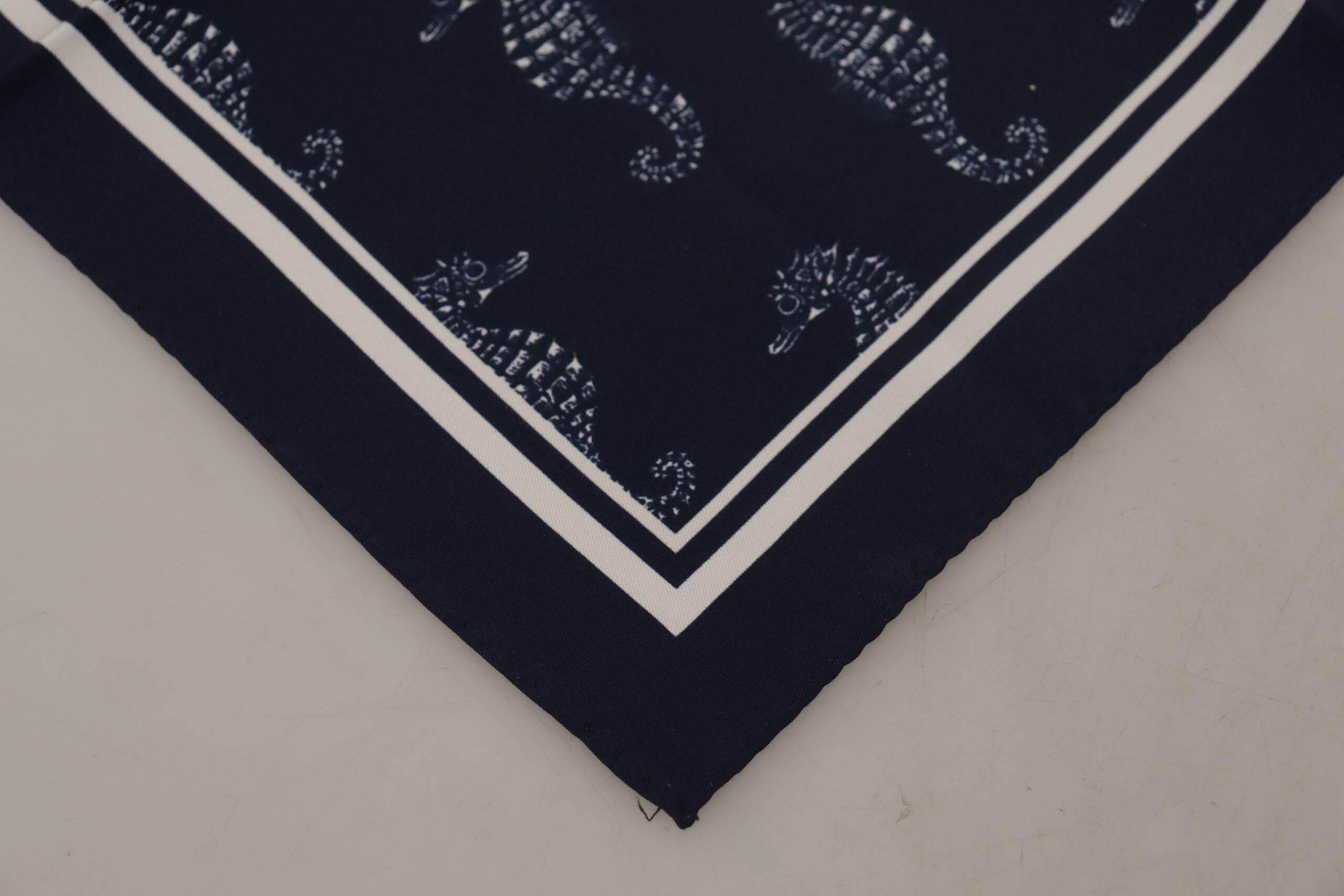 Dolce & Gabbana Elegant Blue Seahorse Silk Men's Scarf - Hilstor
