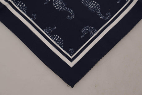 Dolce & Gabbana Elegant Blue Seahorse Silk Men's Scarf - Hilstor