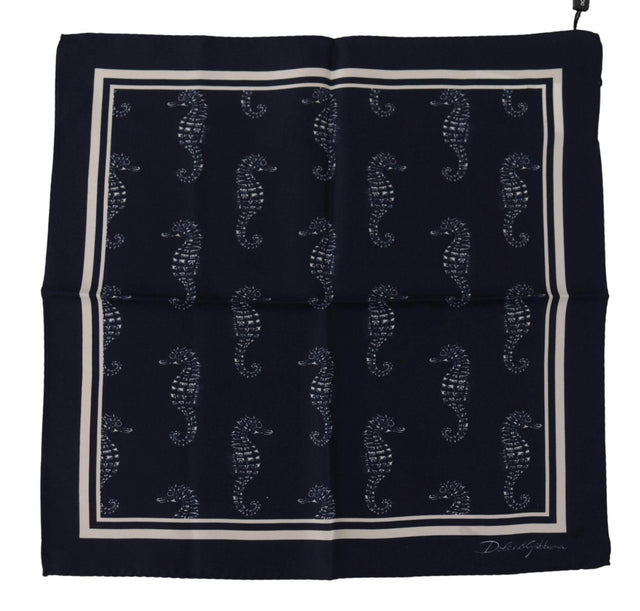 Dolce & Gabbana Elegant Blue Seahorse Silk Men's Scarf - Hilstor