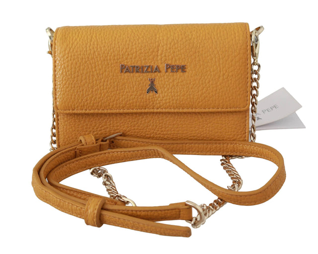 Patrizia Pepe Yellow Logo Leather Shoulder Strap Sling Bag - Hilstor