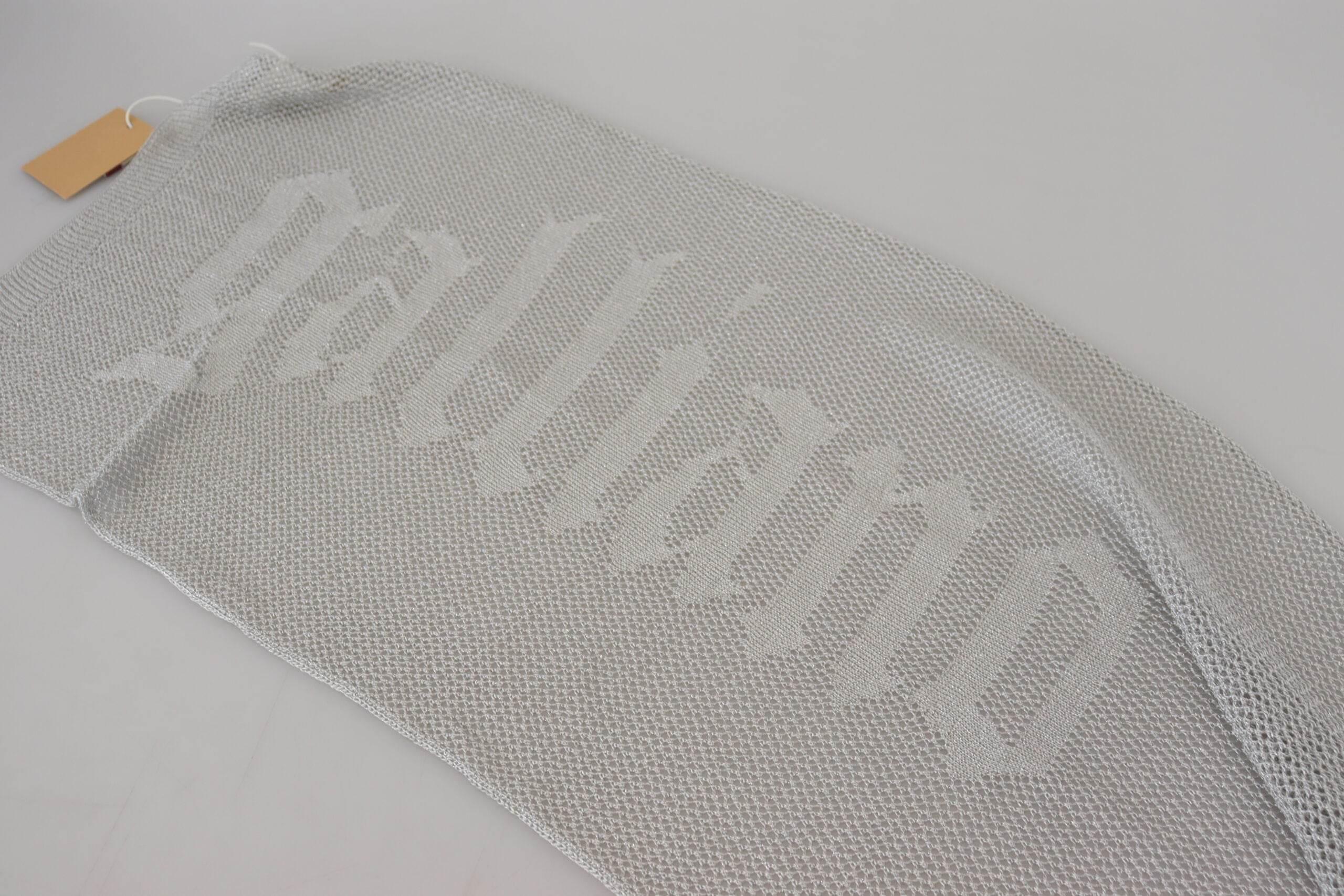 John Galliano Gray Logo Knitted Neck Wrap Shawl Foulard Scarf - Hilstor